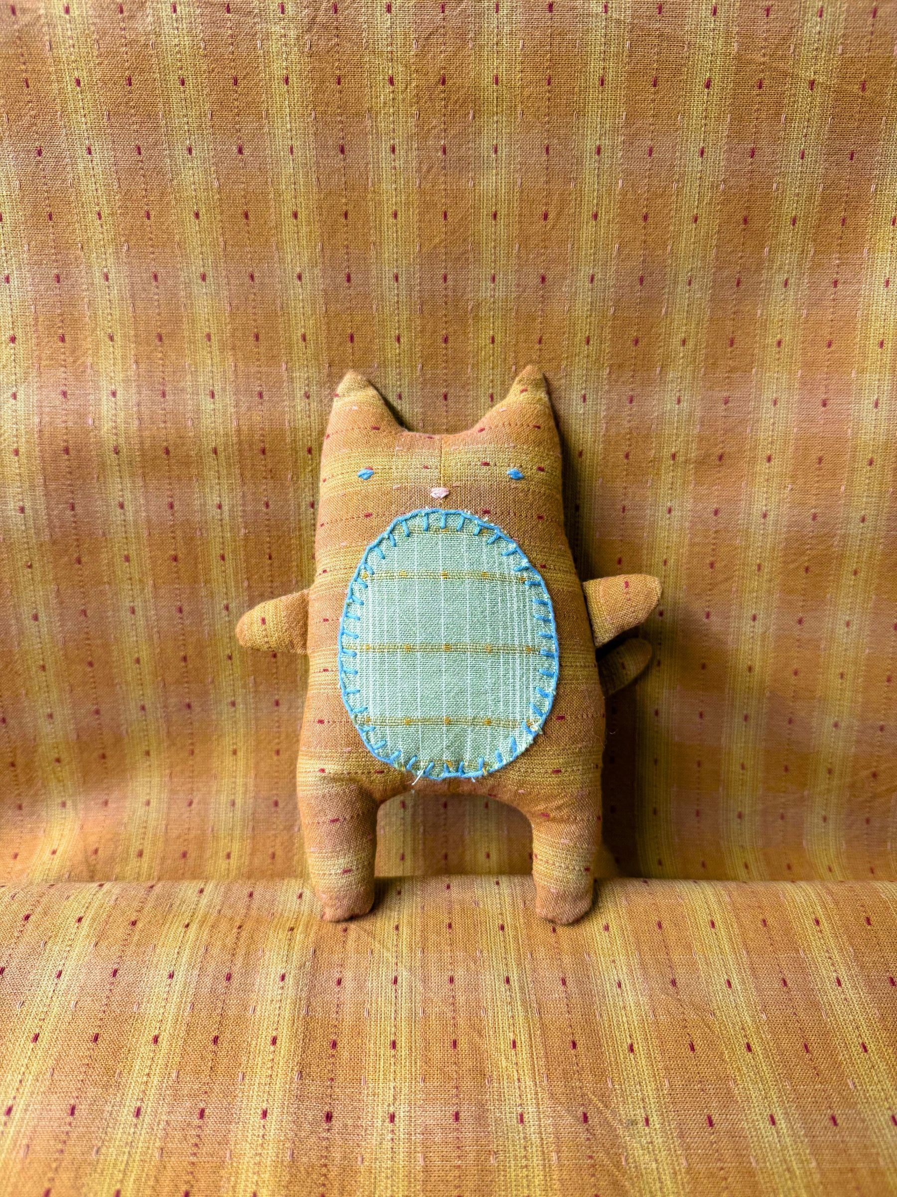 MYD - Dotted Texture Cotton Gingham Plaid Yarn Dyed Fabric - Orange and Yellow
