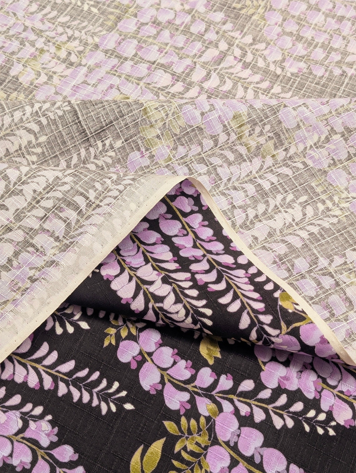 Kobayashi - Hanging Wisteria Cotton Dobby Fabric - Black