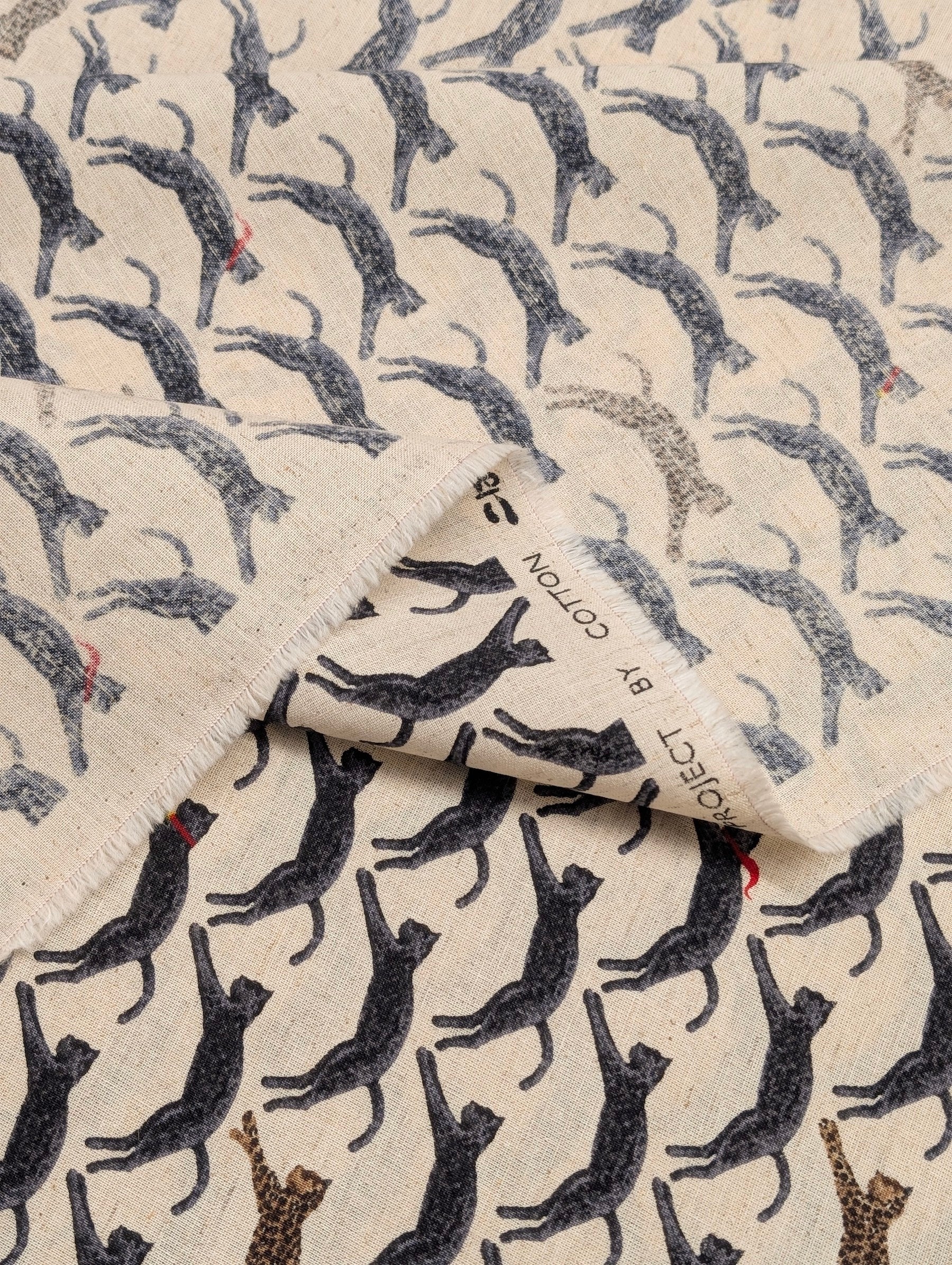 Kobayashi - Leaping Cats Cotton Sheeting Fabric