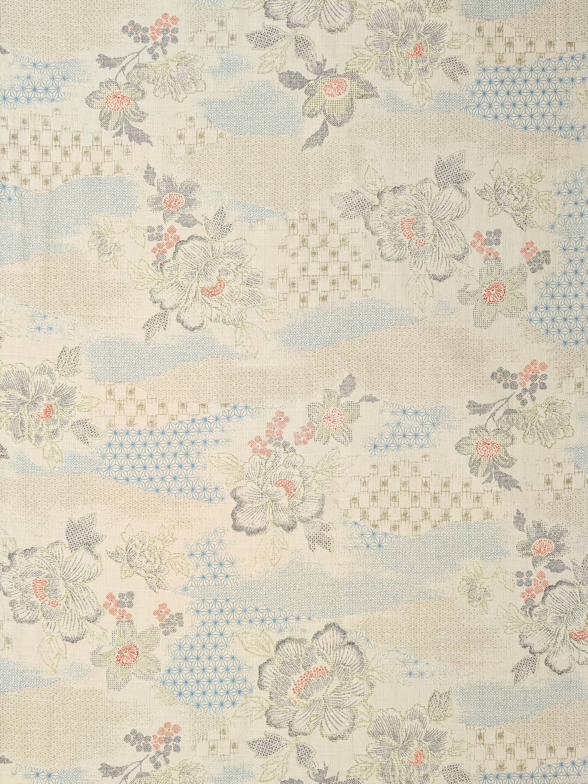 Kobayashi - Wagara Flowers Cotton Dobby Fabric - Beige