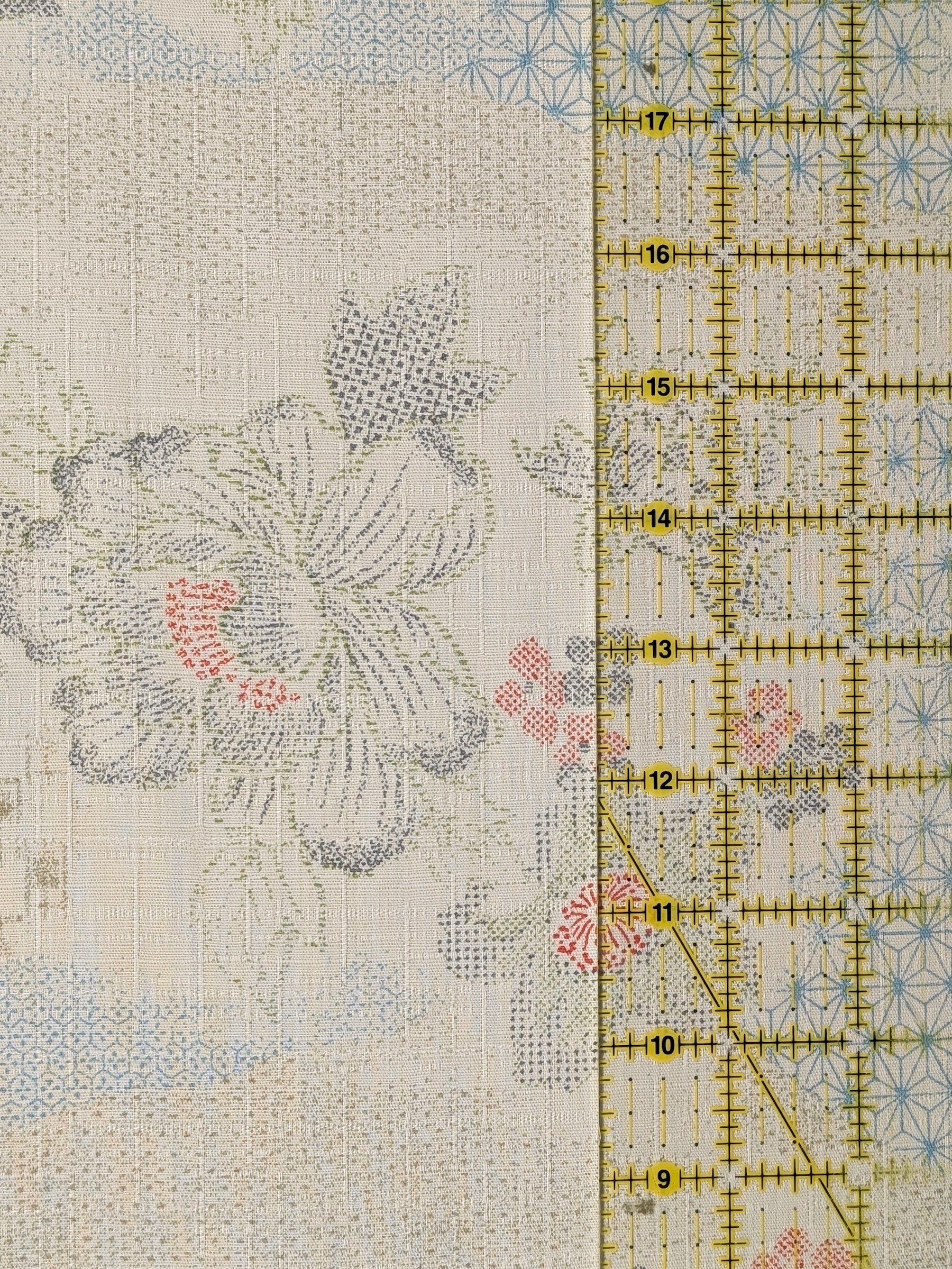 Kobayashi - Wagara Flowers Cotton Dobby Fabric - Beige