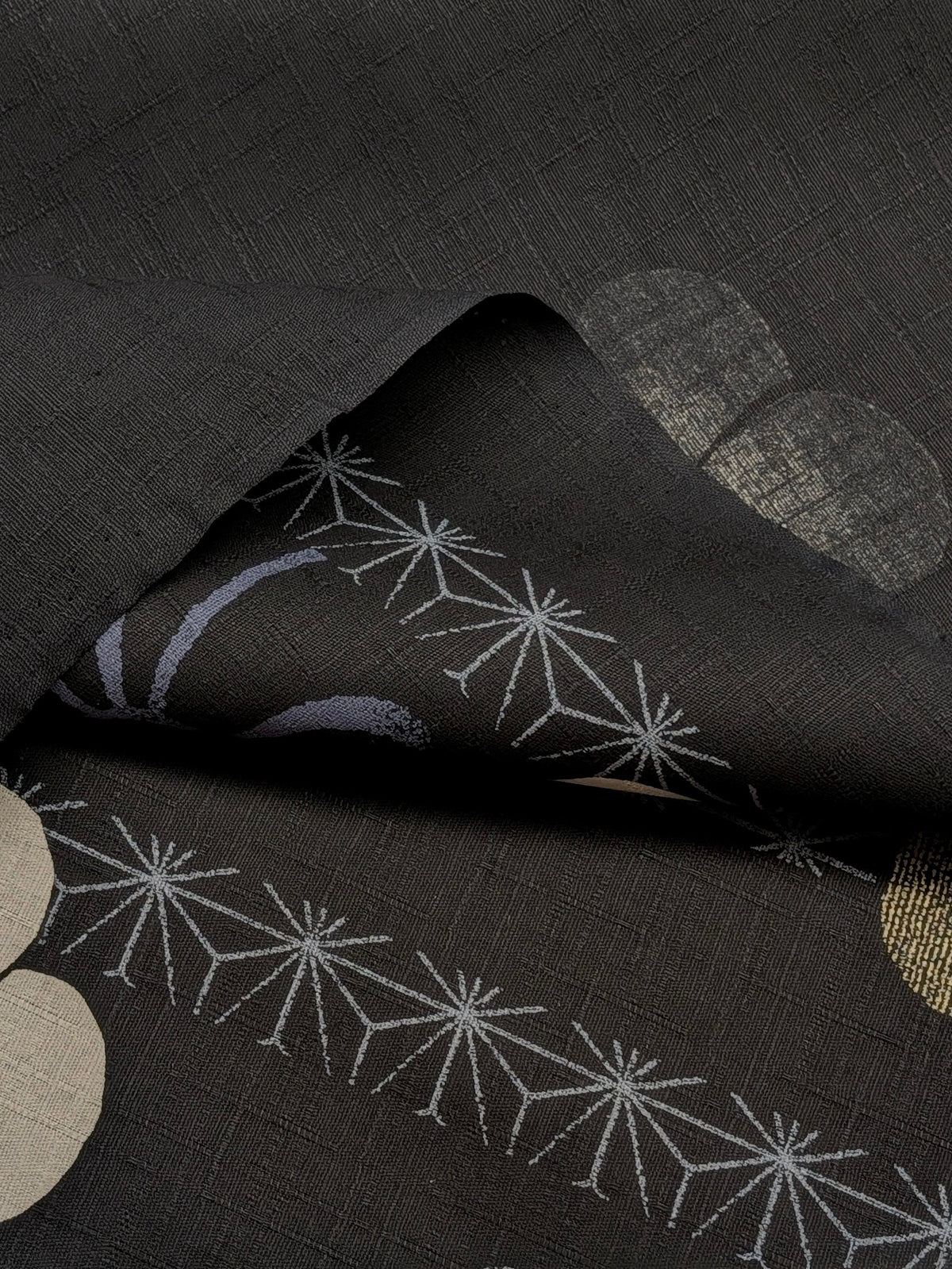Kobayashi - Asanoha Stripe and Blossoms Cotton Dobby Fabric - Black