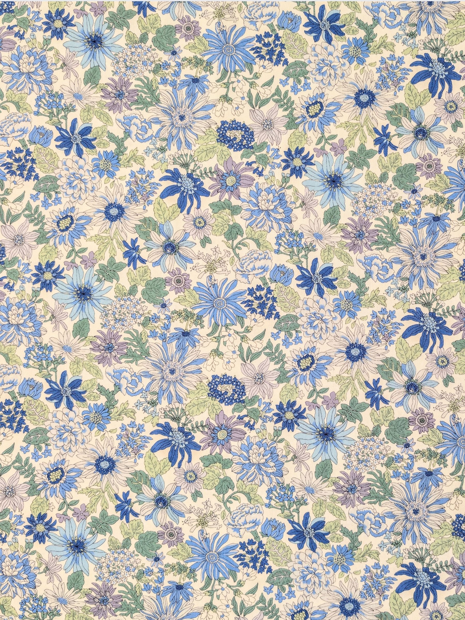 Kobayashi - Colorful Floral Cotton Twill Fabric - Blue