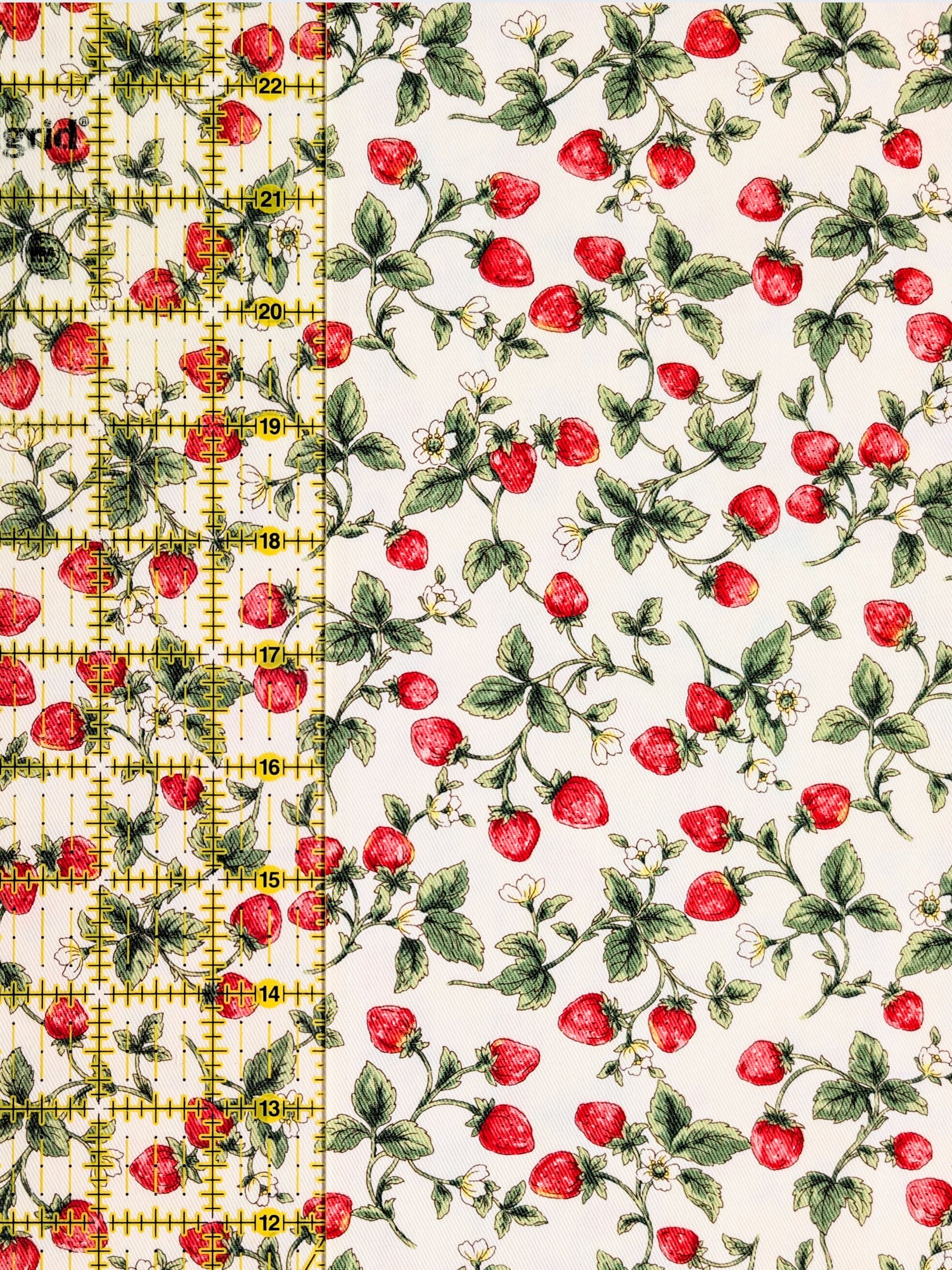 Kobayashi - Vining Strawberries Cotton Oxford Twill Fabric - White