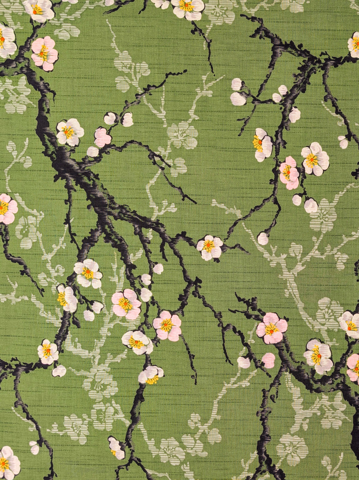 Kokka - Sakura Branches Cotton Sheeting Fabric - Green