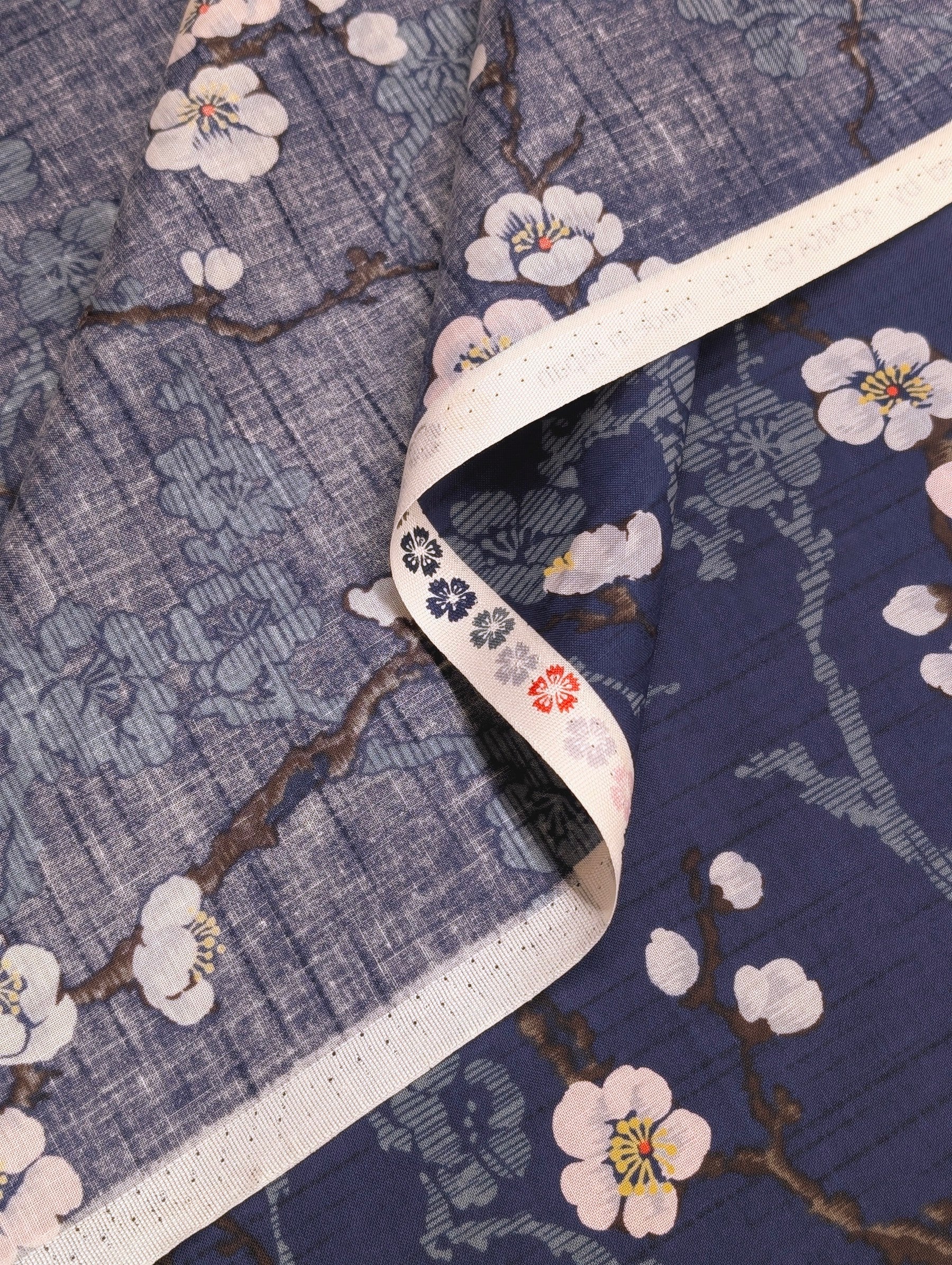 Kokka - Sakura Branches Cotton Sheeting Fabric - Blue