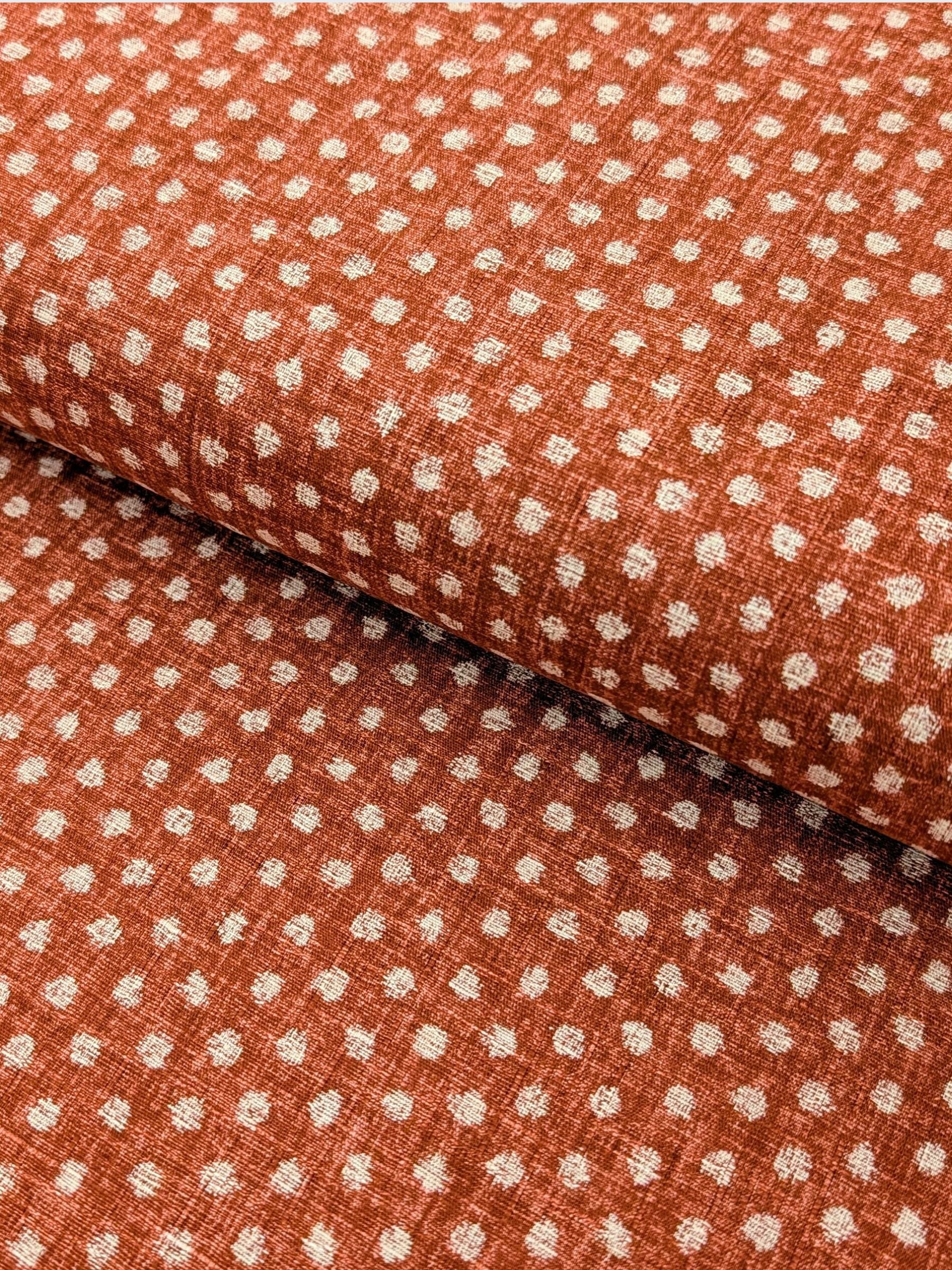 Morikiku - Small Dots Cotton Dobby Fabric - Coral