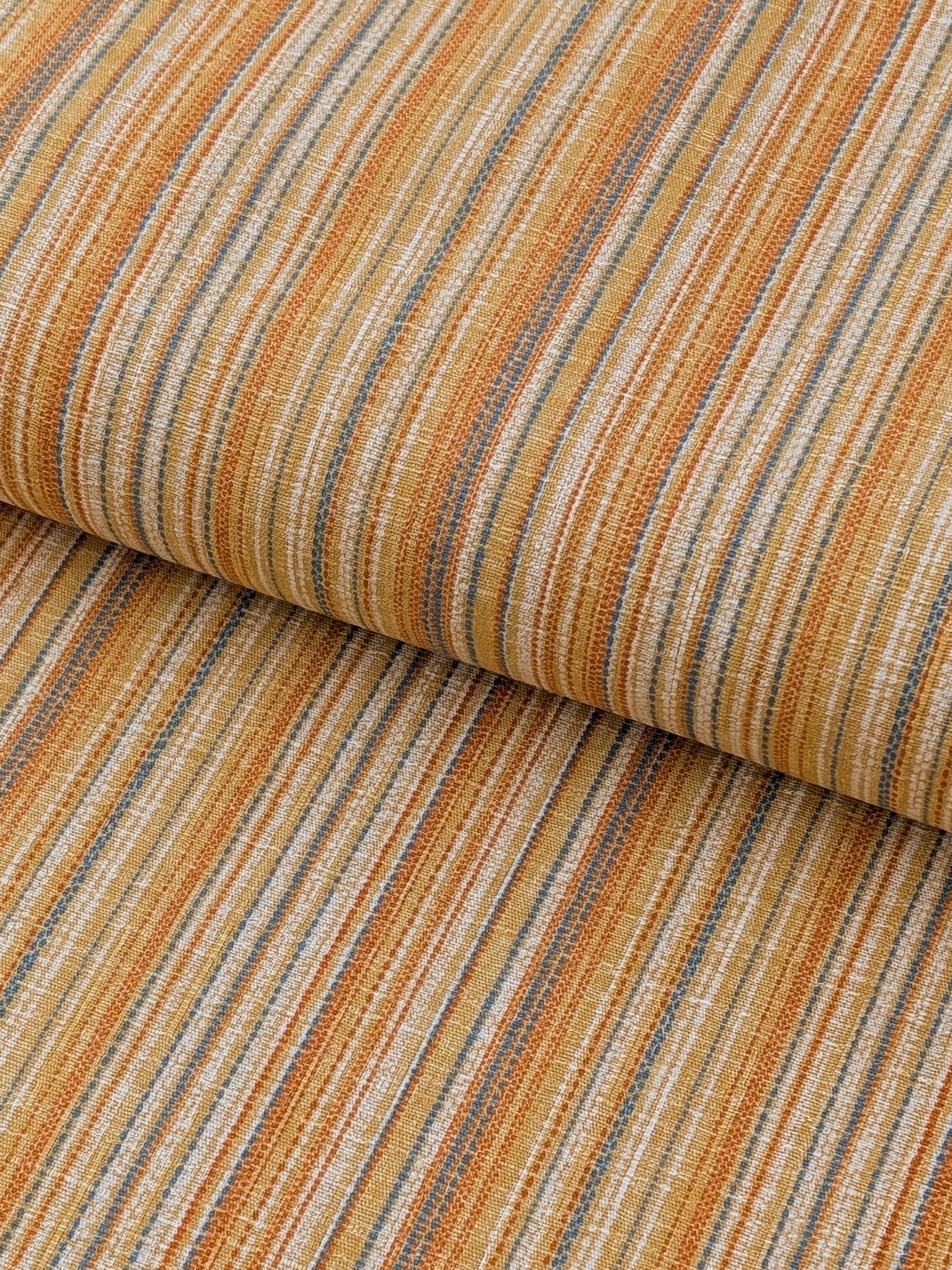 Morikiku - Textured Stripe Cotton Dobby Fabric - Yellow