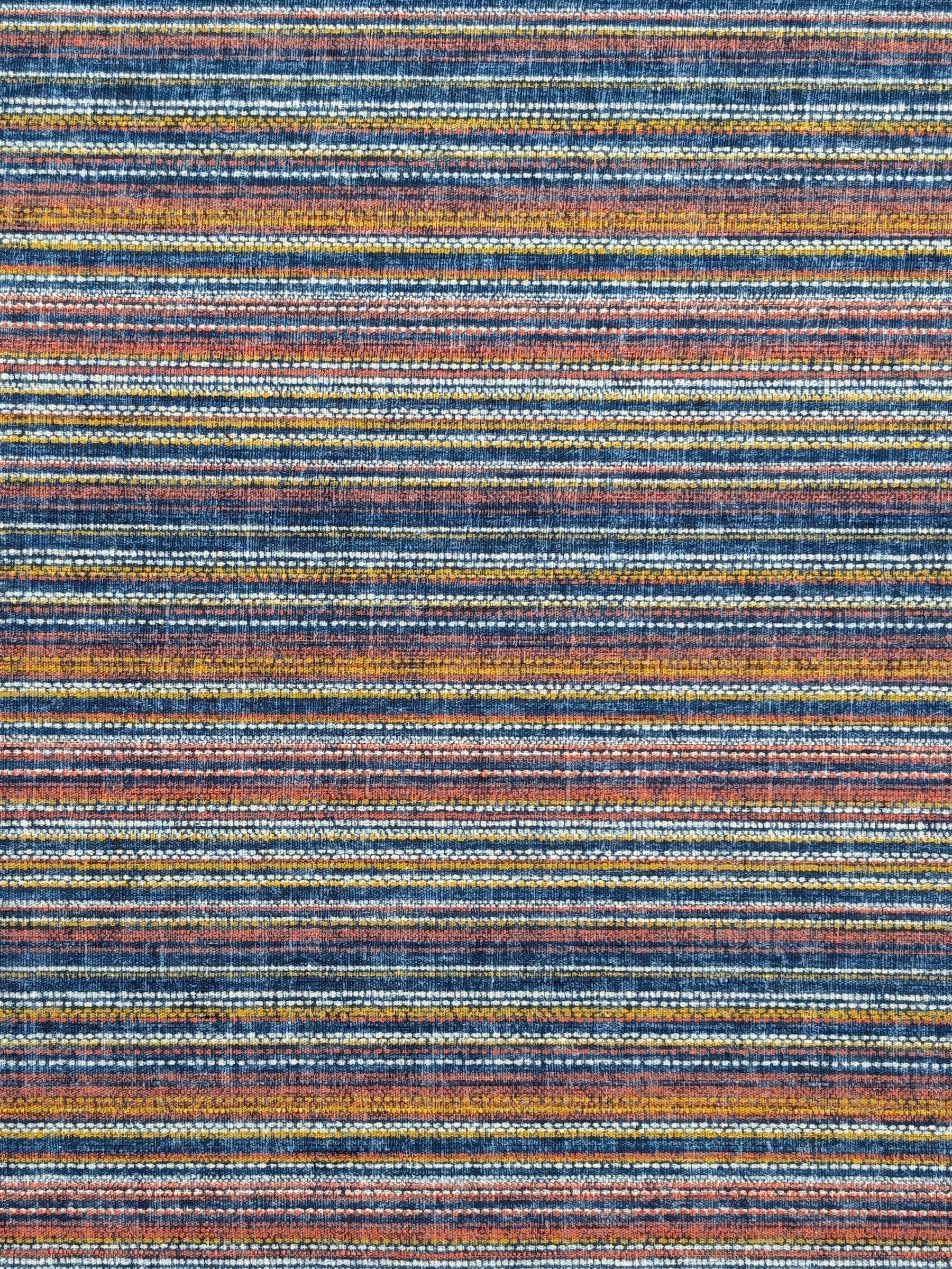Morikiku - Textured Stripe Cotton Dobby Fabric - Blue