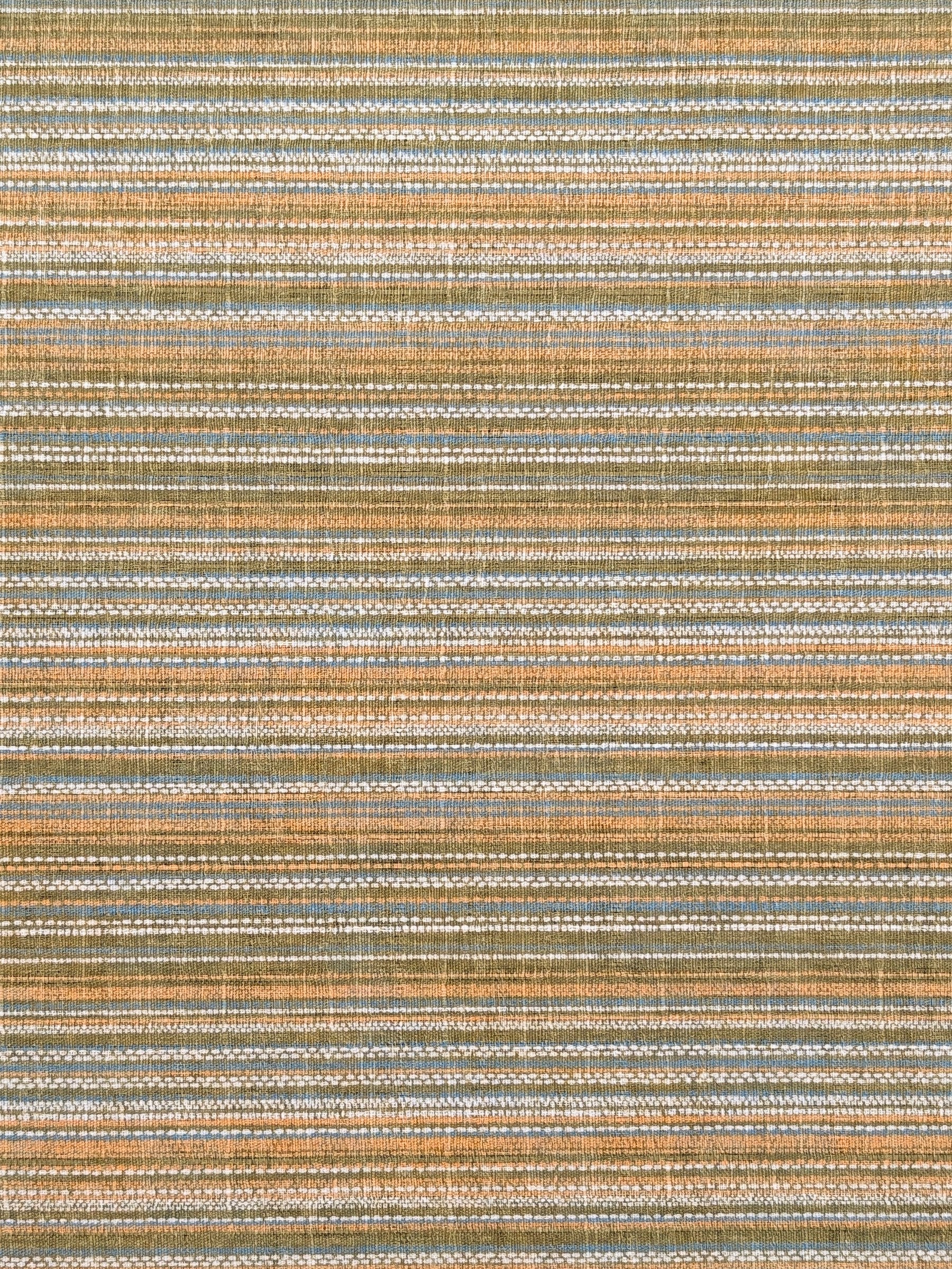 Morikiku - Textured Stripe Cotton Dobby Fabric - Green