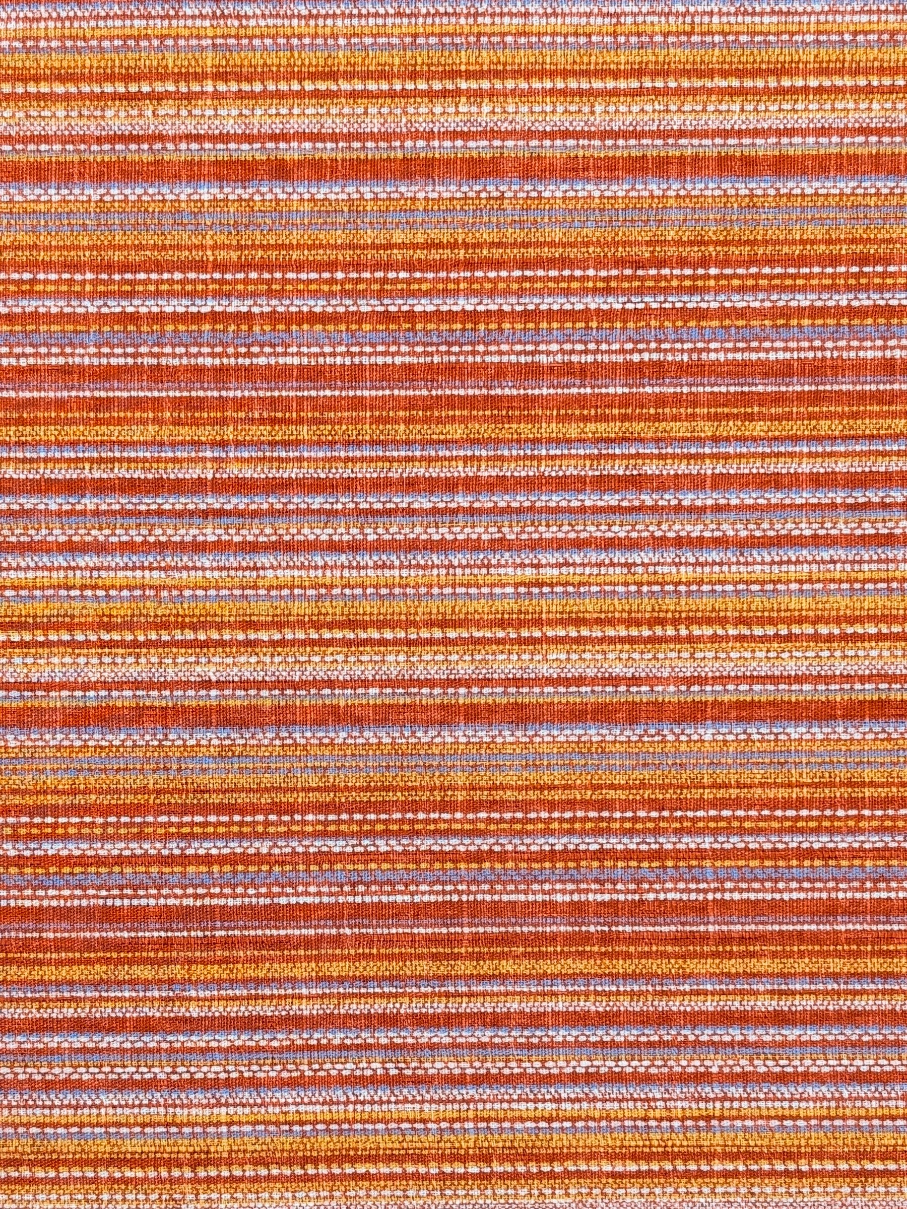 Morikiku - Textured Stripe Cotton Dobby Fabric - Red