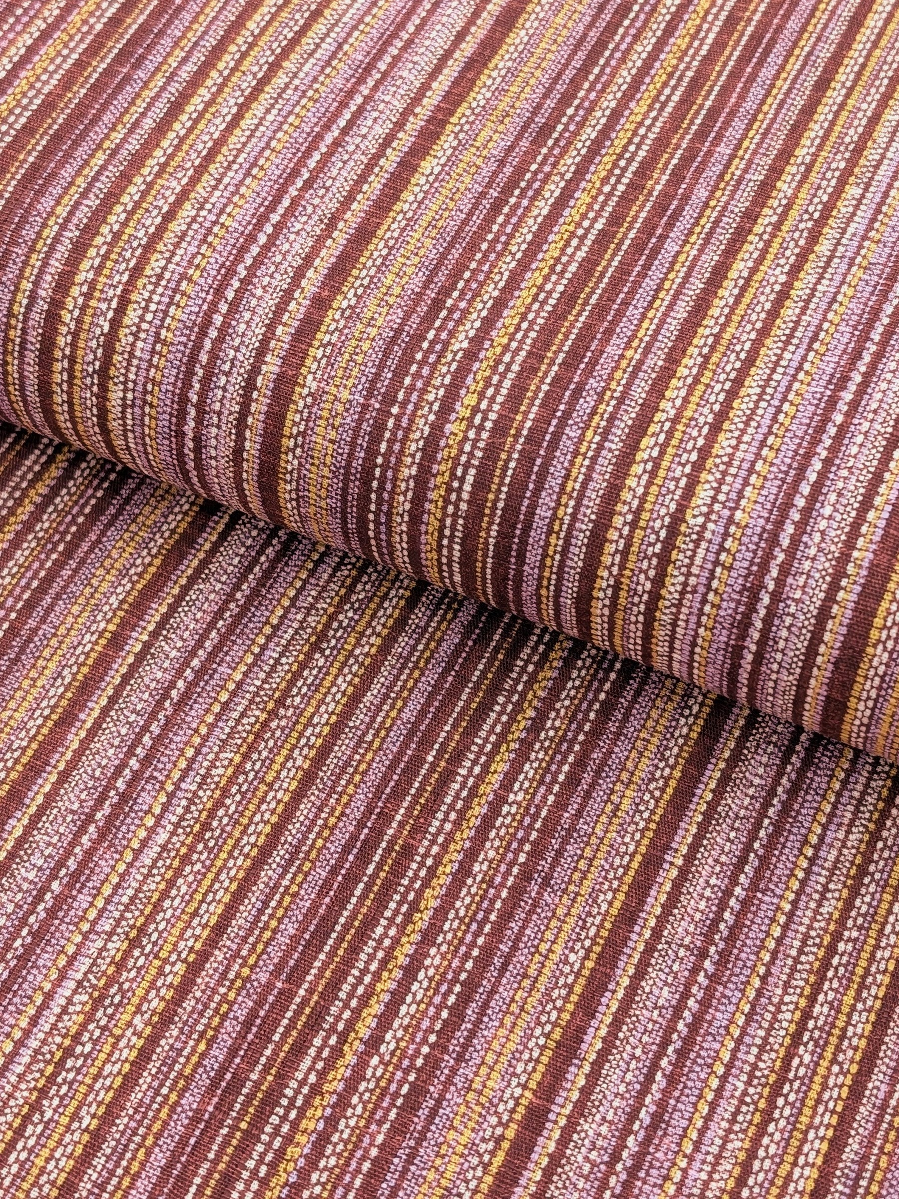 Morikiku - Textured Stripe Cotton Dobby Fabric - Purple