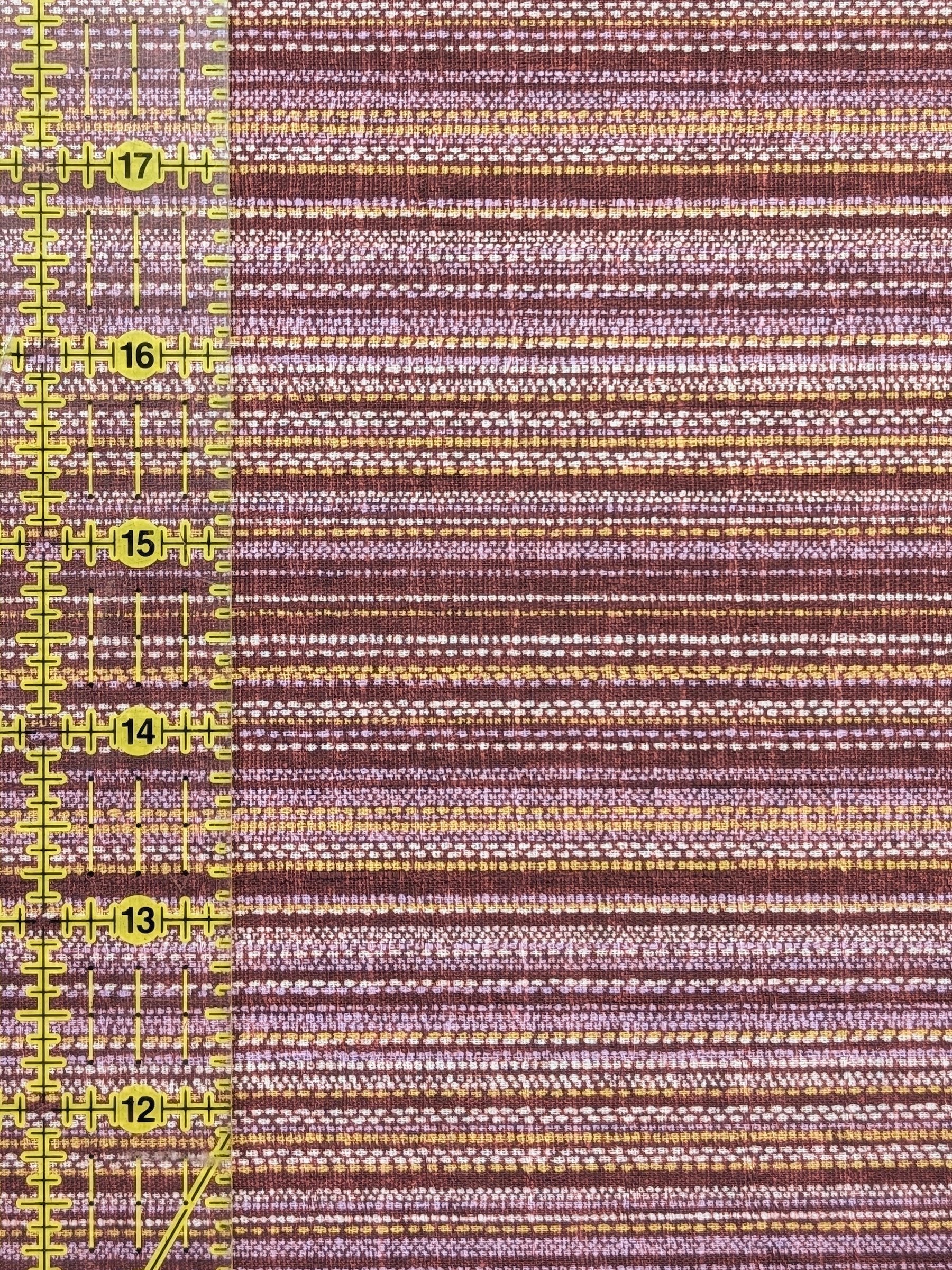Morikiku - Textured Stripe Cotton Dobby Fabric - Purple