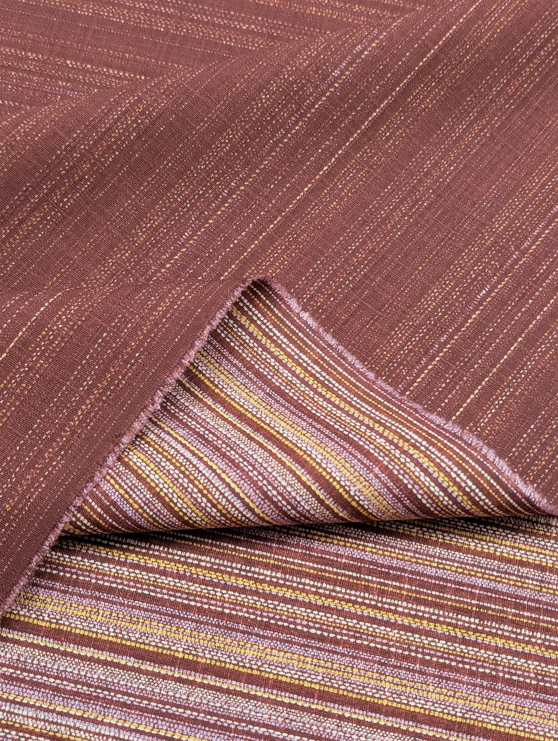 Morikiku - Textured Stripe Cotton Dobby Fabric - Purple