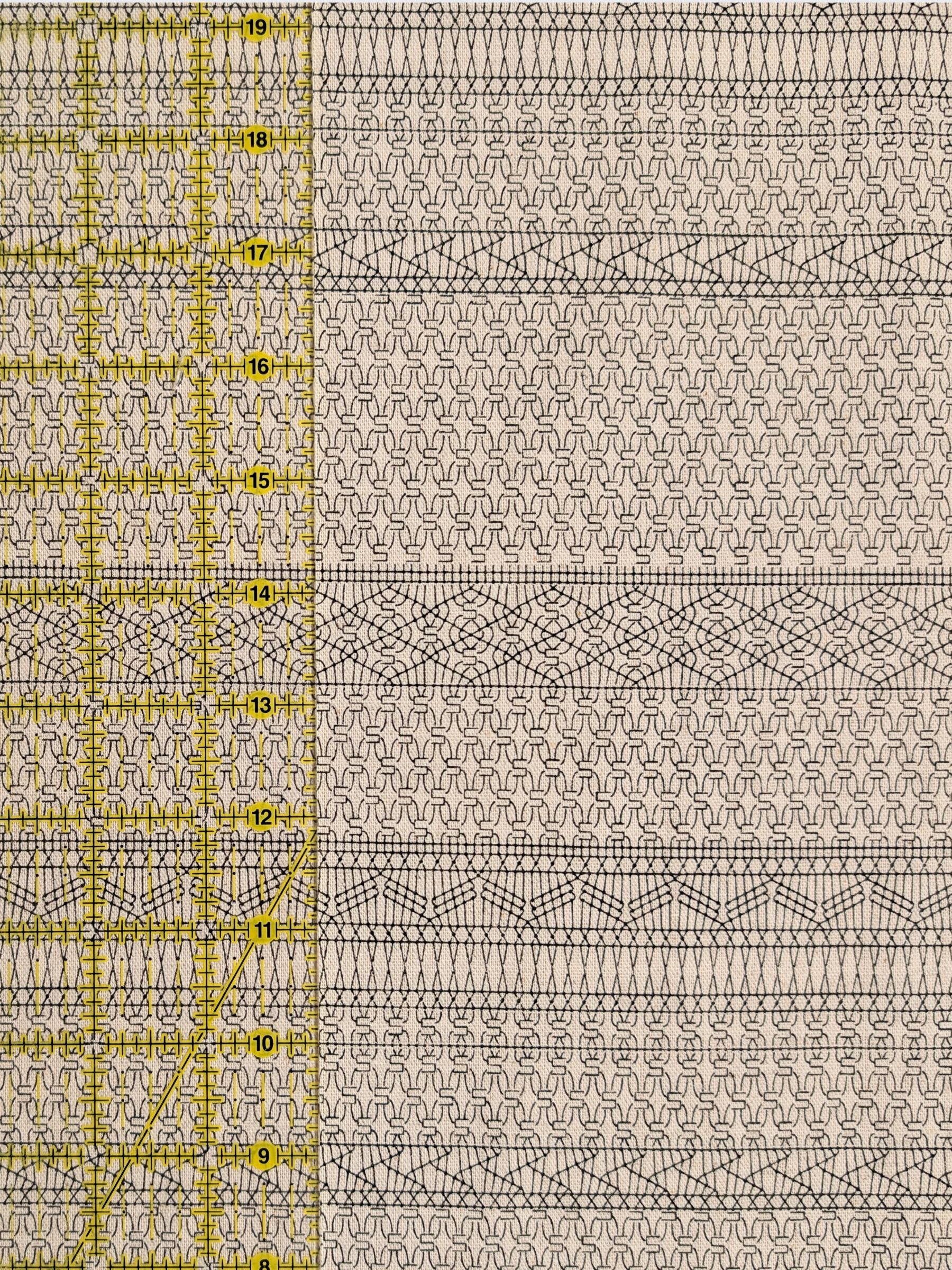 Yuwa - Cream Lace-Lines Cotton/Linen Fabric - Natural
