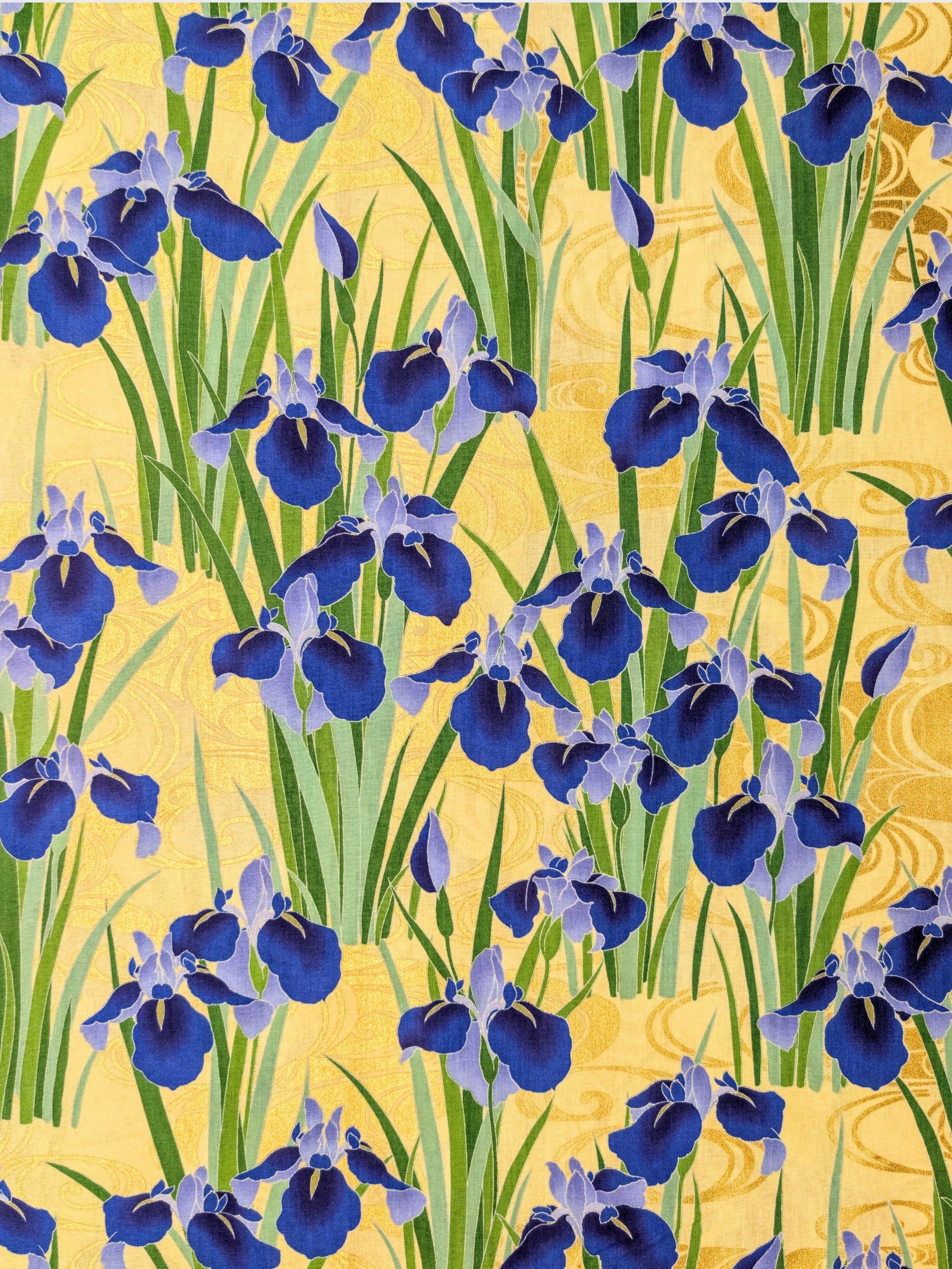 Naka - Golden Iris Cotton Sheeting Fabric - Blue