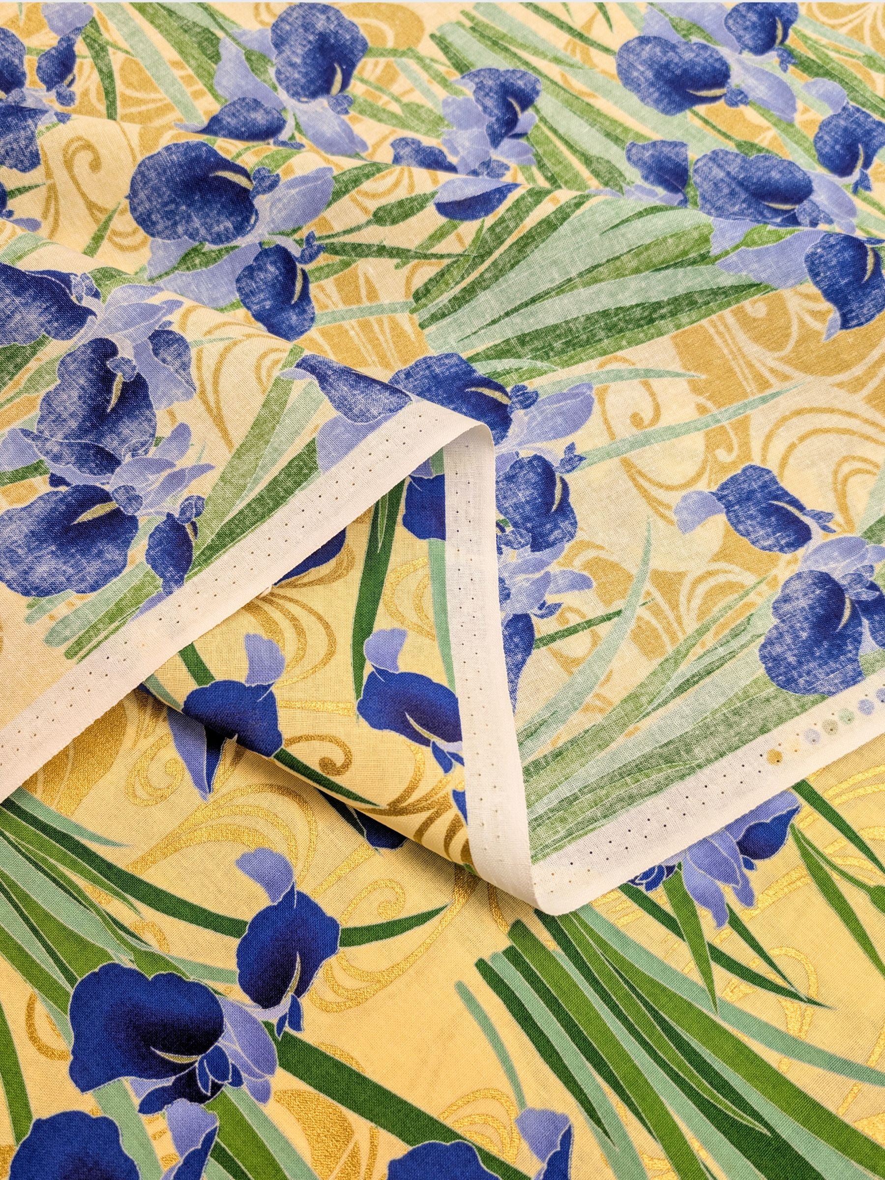 Naka - Golden Iris Cotton Sheeting Fabric - Blue