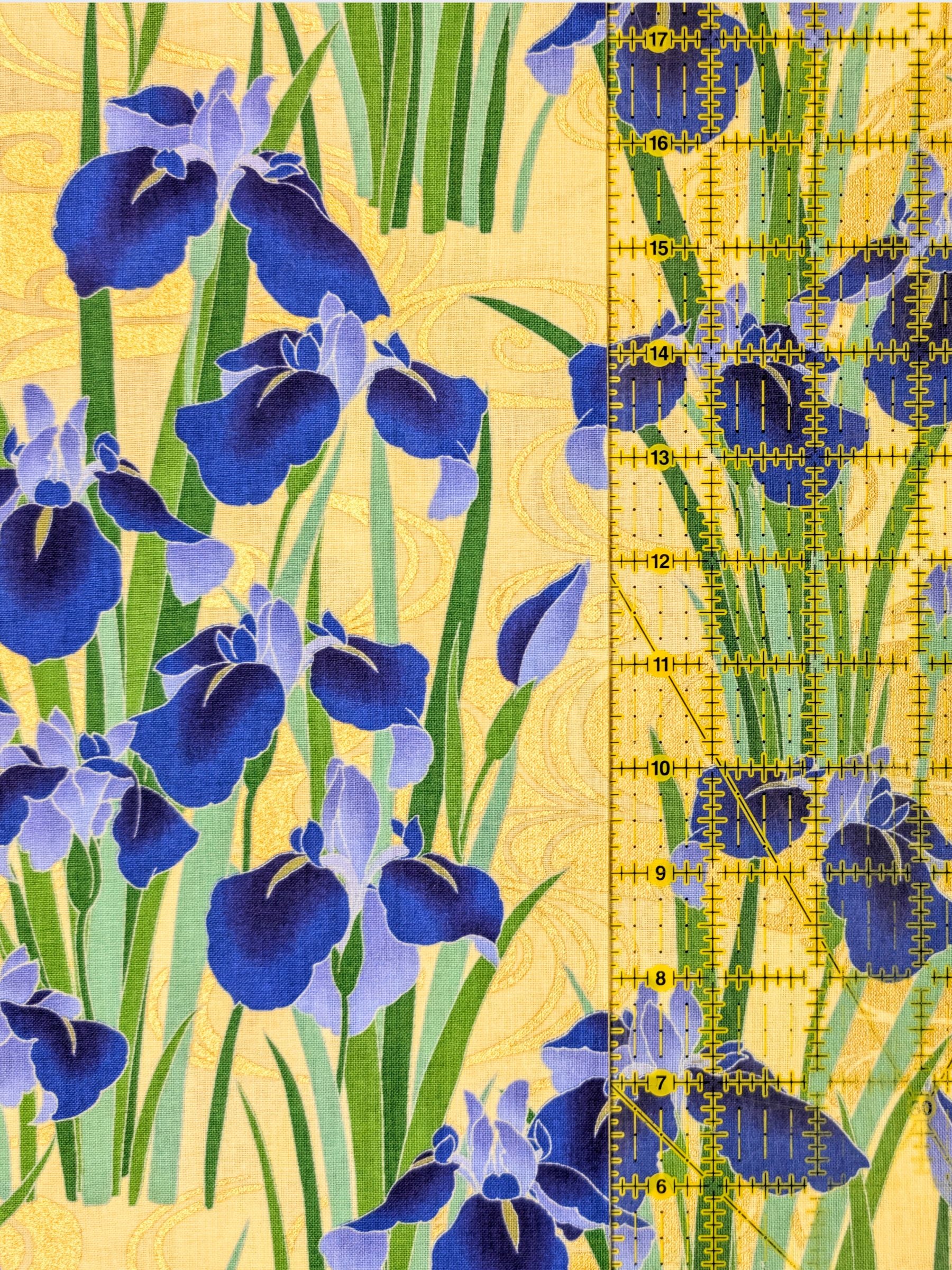 Naka - Golden Iris Cotton Sheeting Fabric - Blue