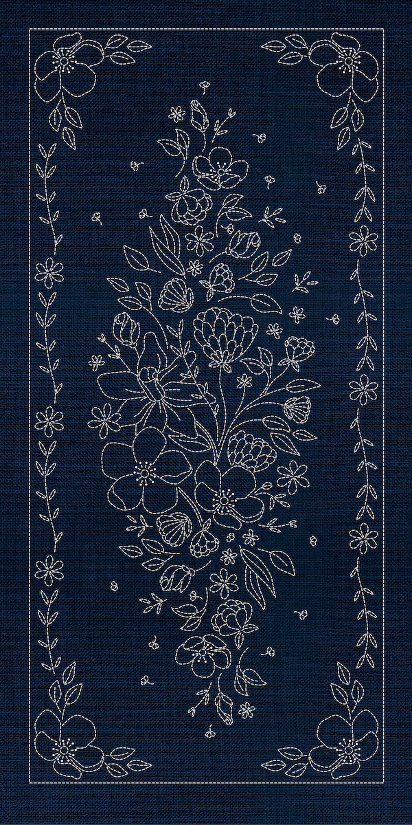 Sashiko Australia - Wildflower - Navy