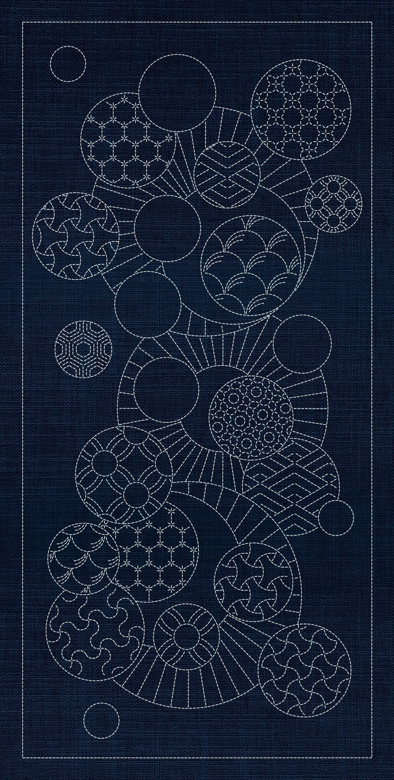 Sashiko Australia - Geometric Circles 1 - Navy