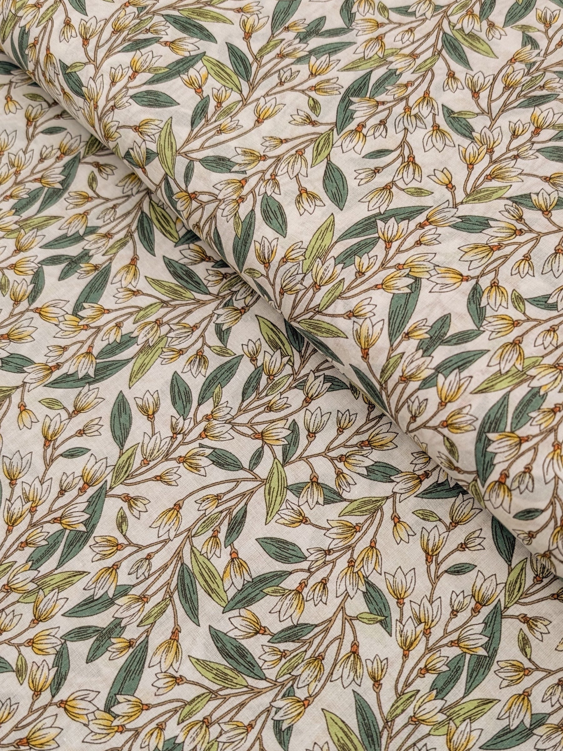 Hokkoh - Trailing Lilies Cotton Lawn Fabric - Beige