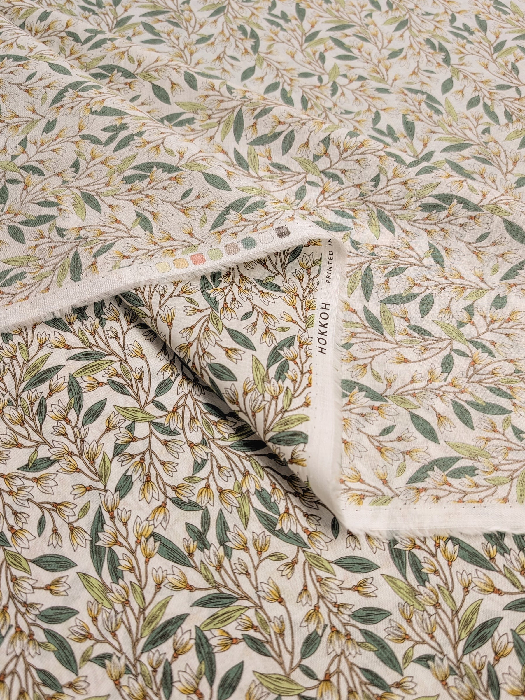 Hokkoh - Trailing Lilies Cotton Lawn Fabric - Beige