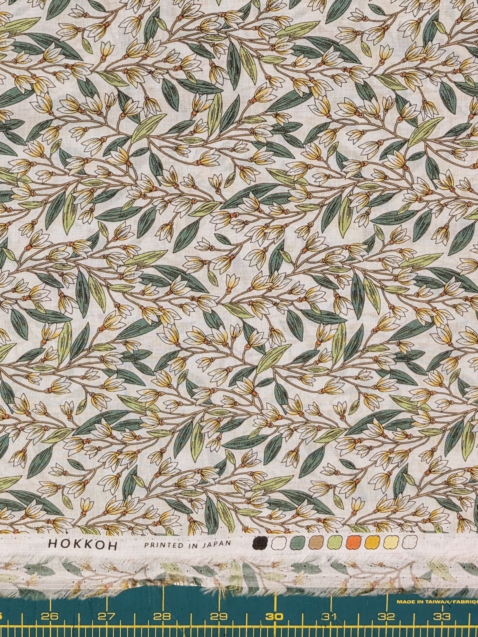 Hokkoh - Trailing Lilies Cotton Lawn Fabric - Beige