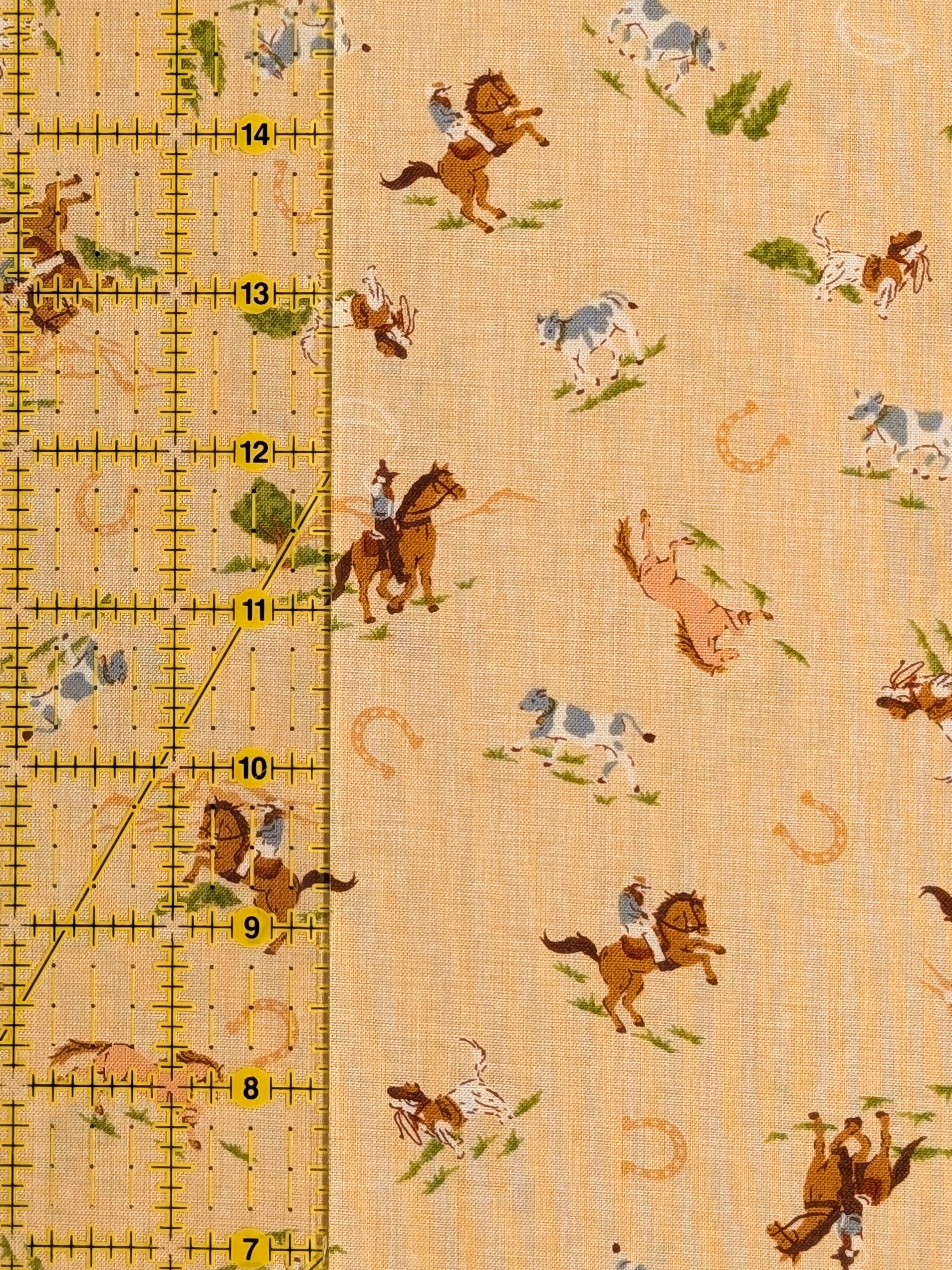Vancet - Old Western Feed Sack Print Cotton Fabric - Beige