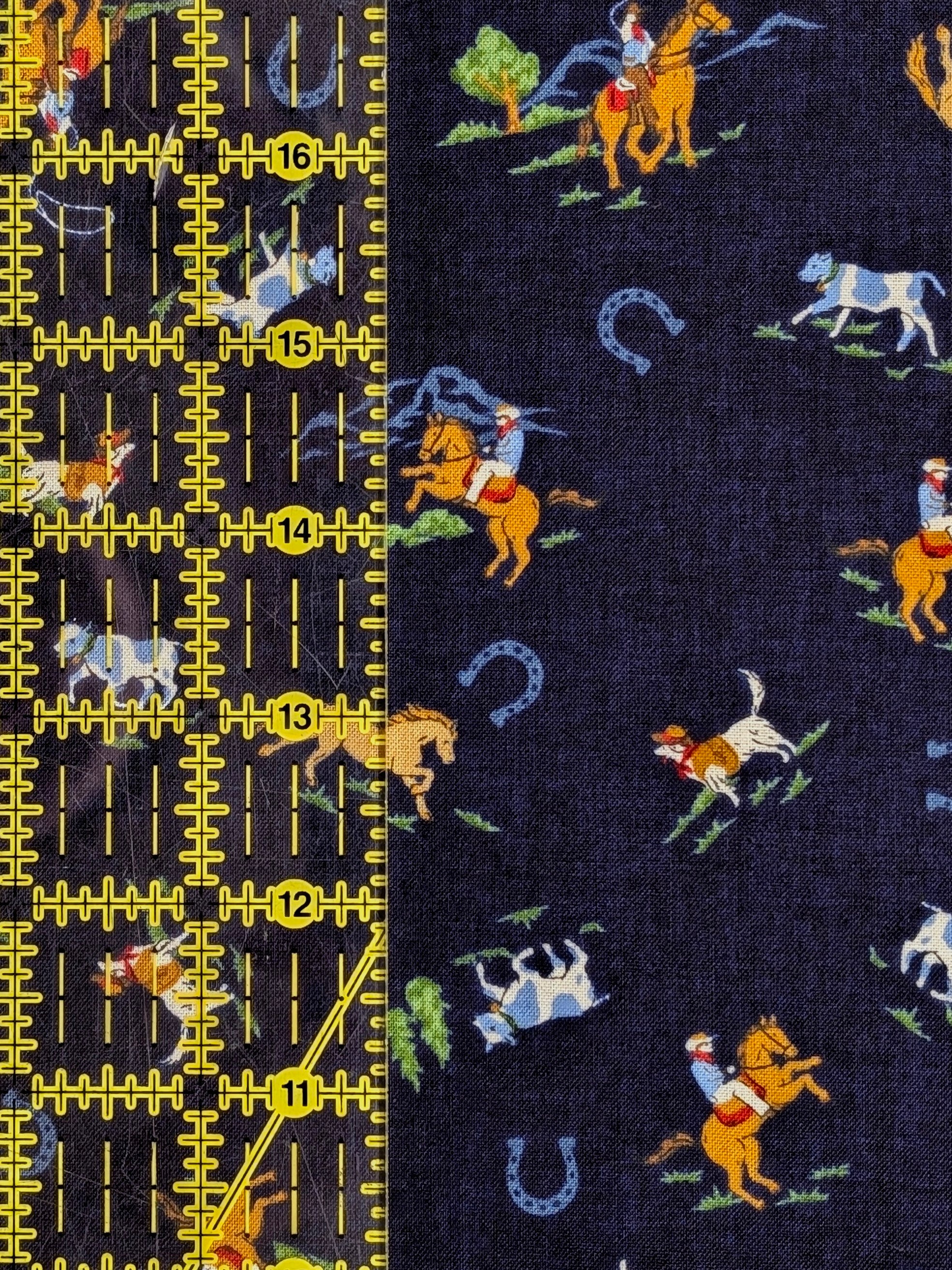 Vancet - Old Western Feed Sack Print Cotton Fabric - Navy