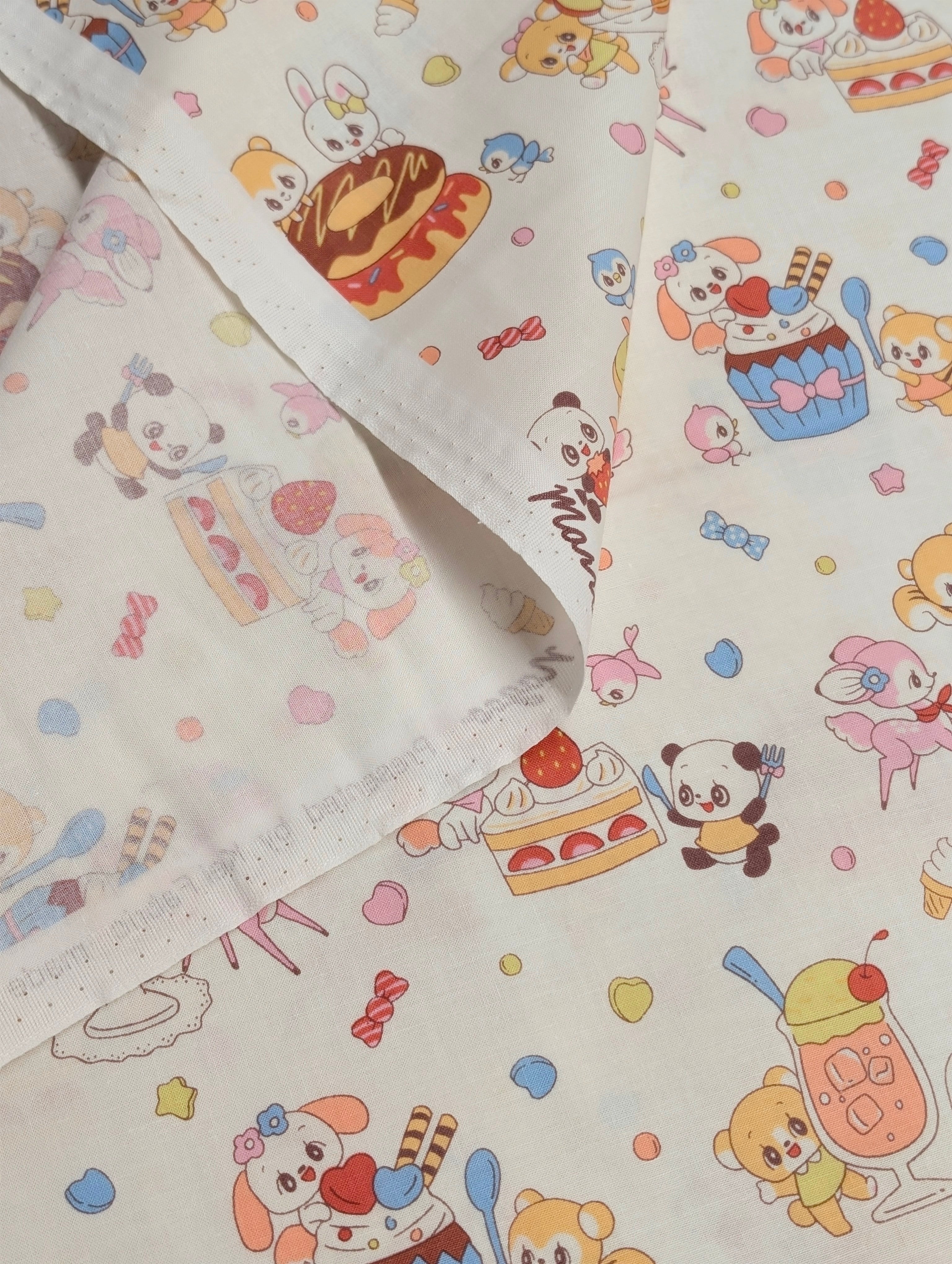 Yuwa - 90s Retro Sweet Shoppe Cotton Sheeting Fabric - White