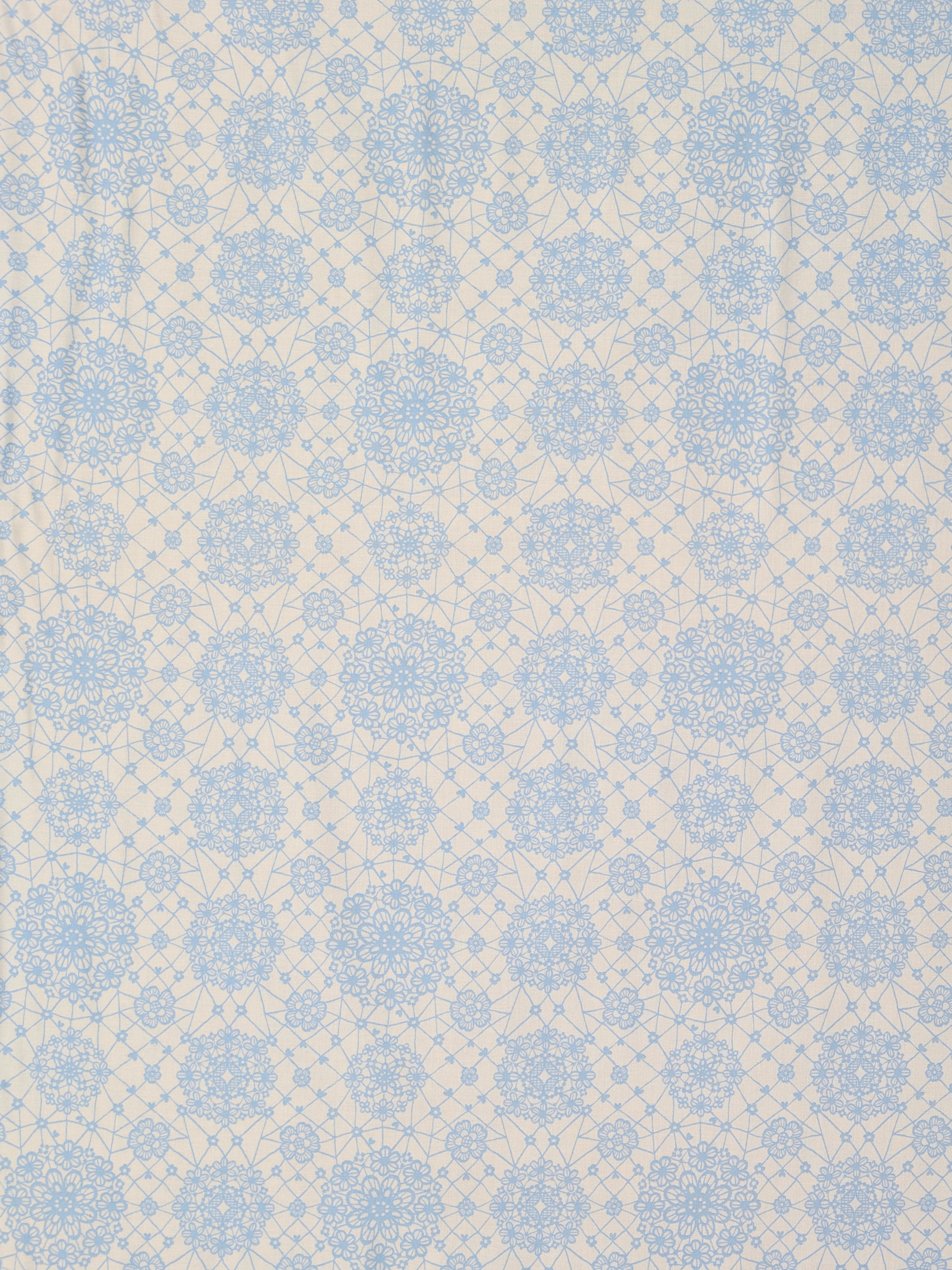 Yuwa - Floral Lace Print Cotton Sheeting Fabric - Light Blue
