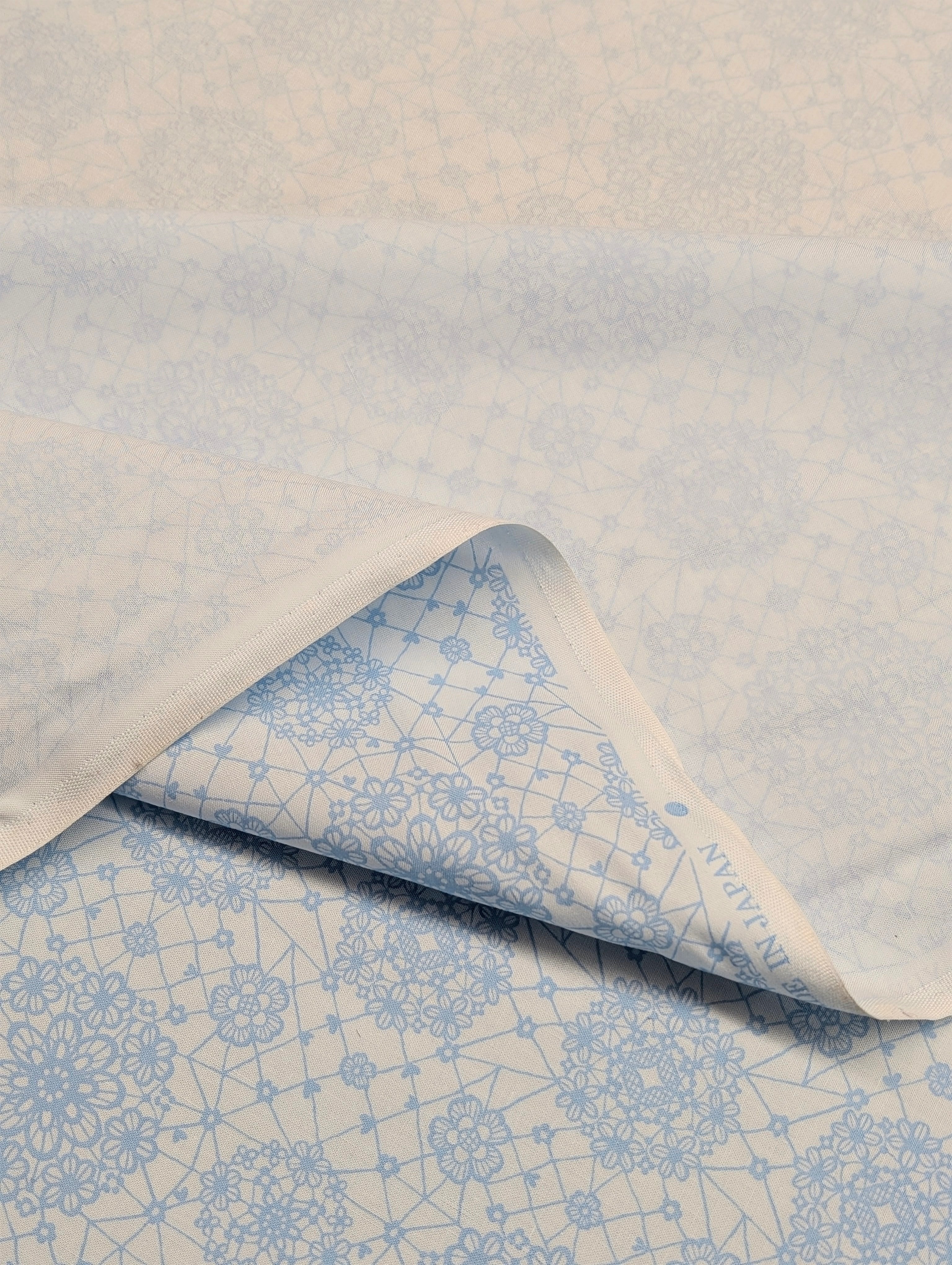 Yuwa - Floral Lace Print Cotton Sheeting Fabric - Light Blue