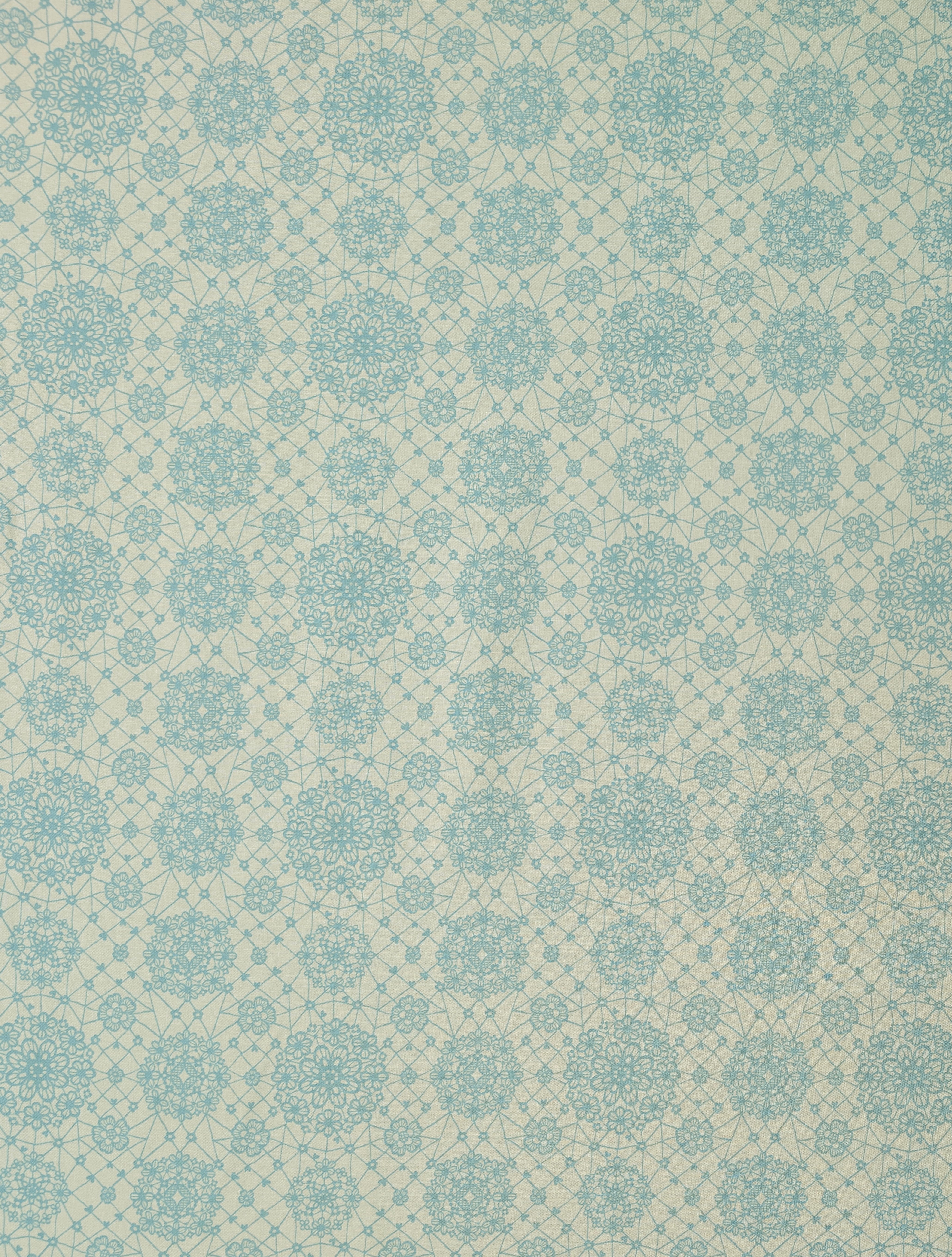 Yuwa - Floral Lace Print Cotton Sheeting Fabric - Teal