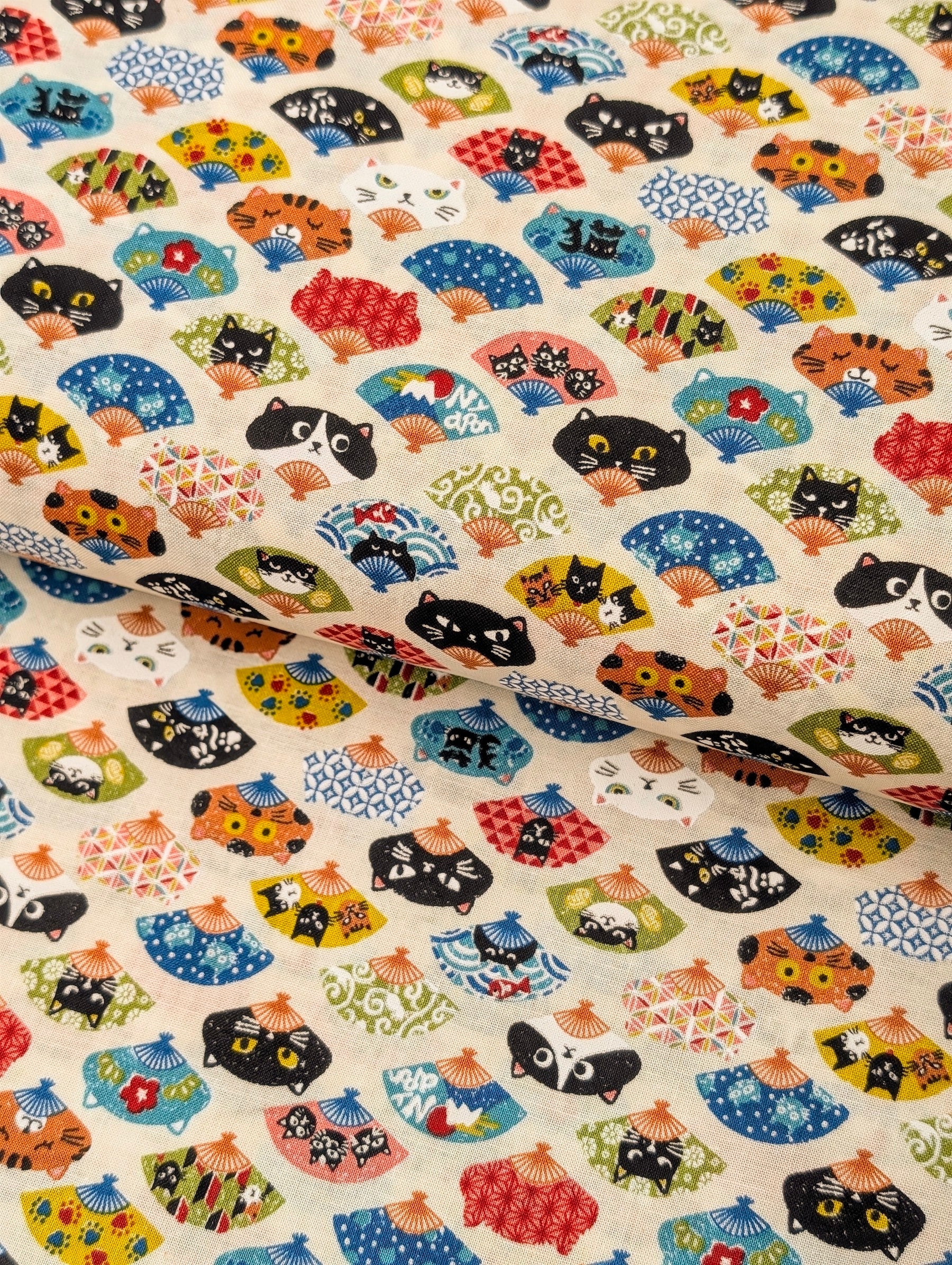 CoCo - Neko Fans Cotton Shirting Fabric - Beige