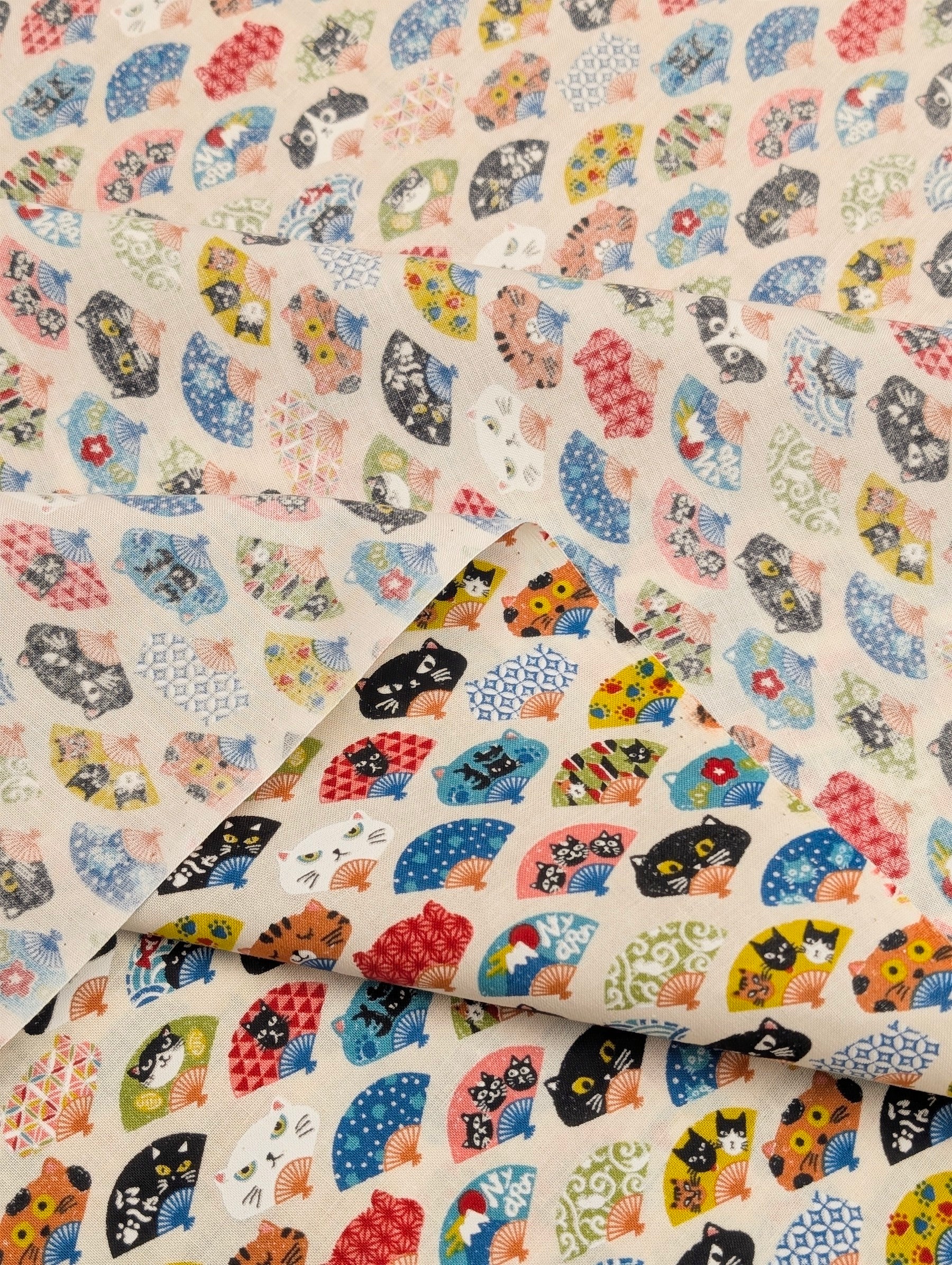 CoCo - Neko Fans Cotton Shirting Fabric - Beige