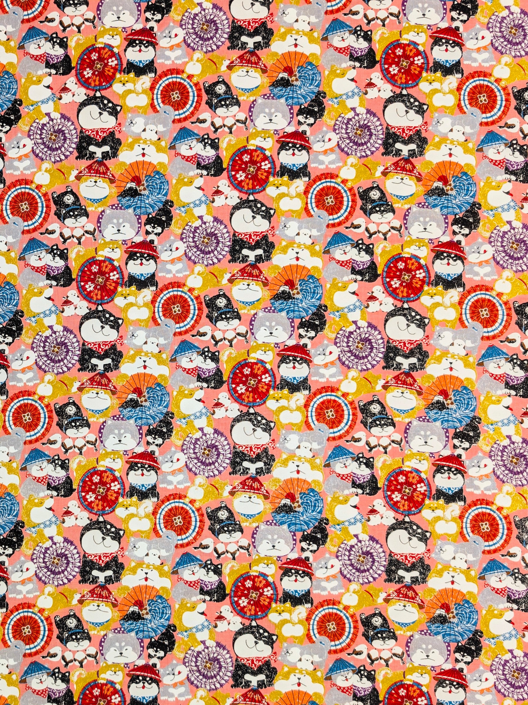 CoCo - Shiba & Parasols Cotton Shirting Fabric - Pink