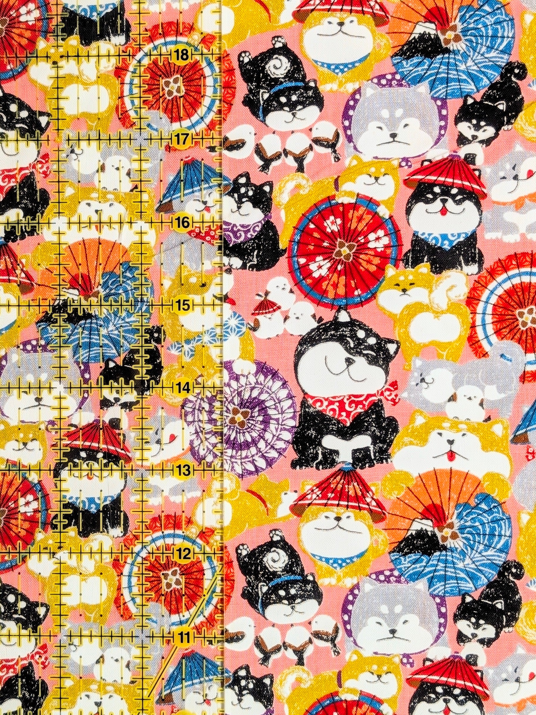 CoCo - Shiba & Parasols Cotton Shirting Fabric - Pink