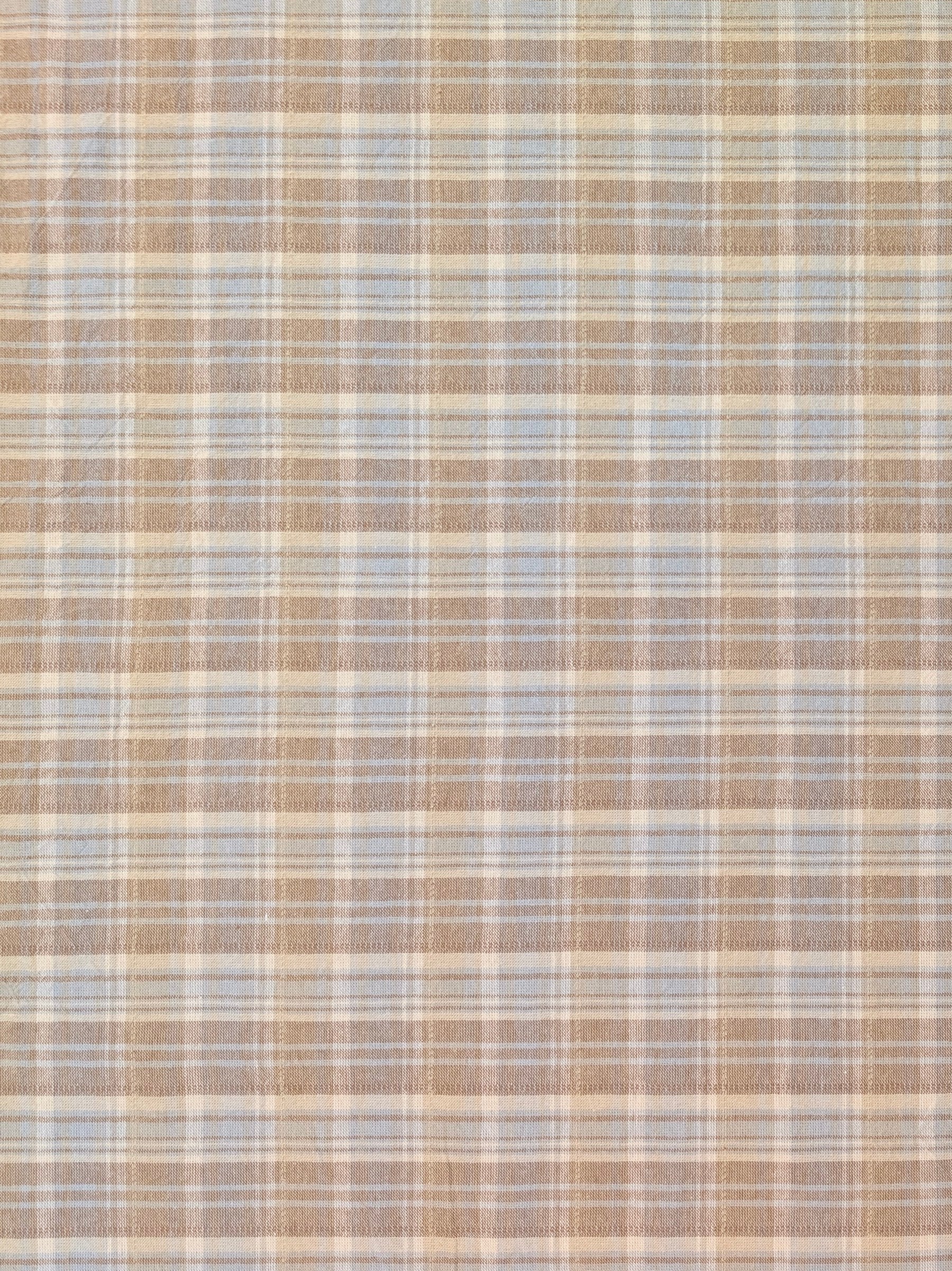 Textile Pantry - Madras Plaid Yarn Dyed Cotton Fabric - Pale Brown & Blue
