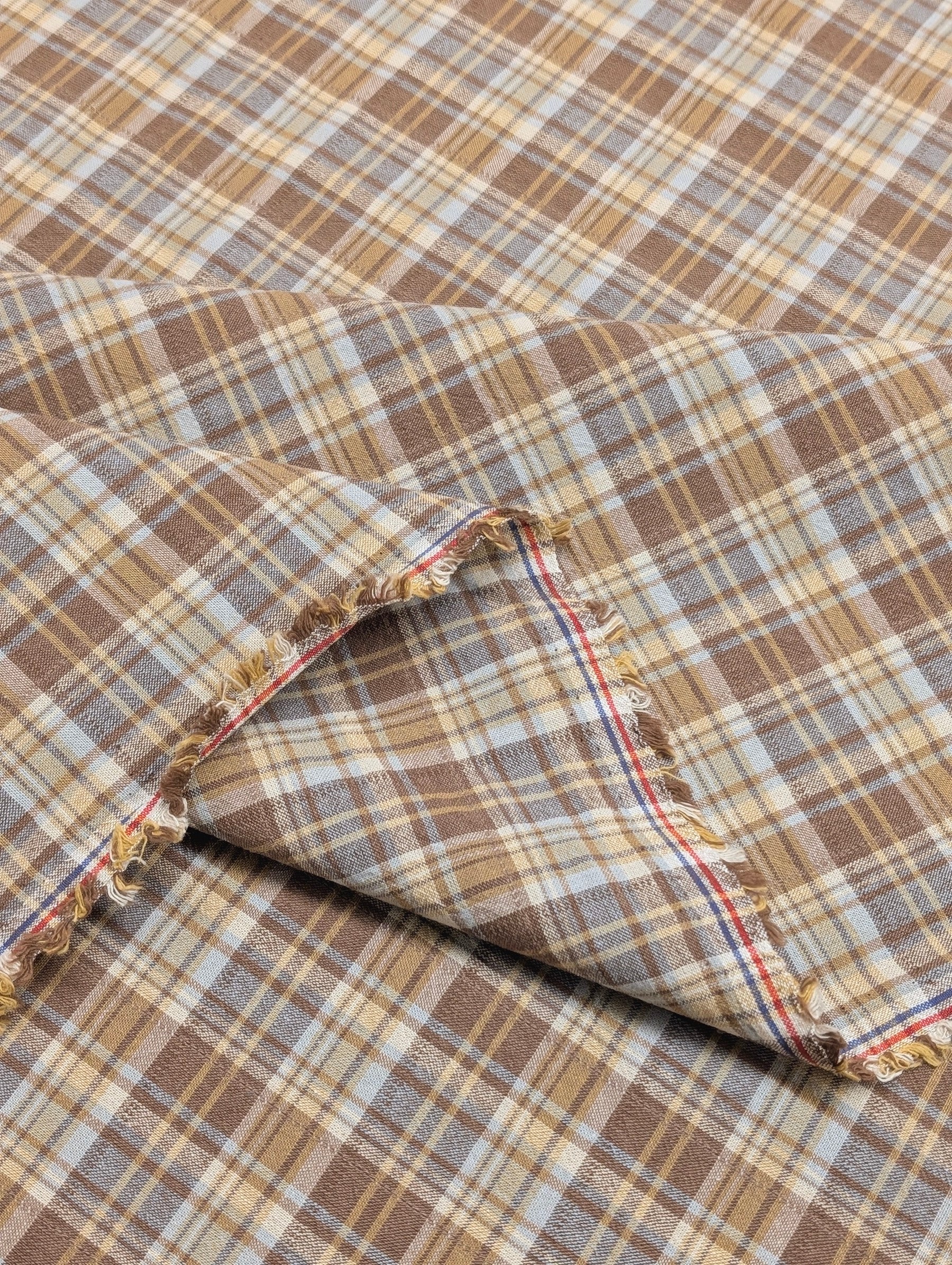 Textile Pantry - Madras Plaid Yarn Dyed Cotton Fabric - Brown & Yellow
