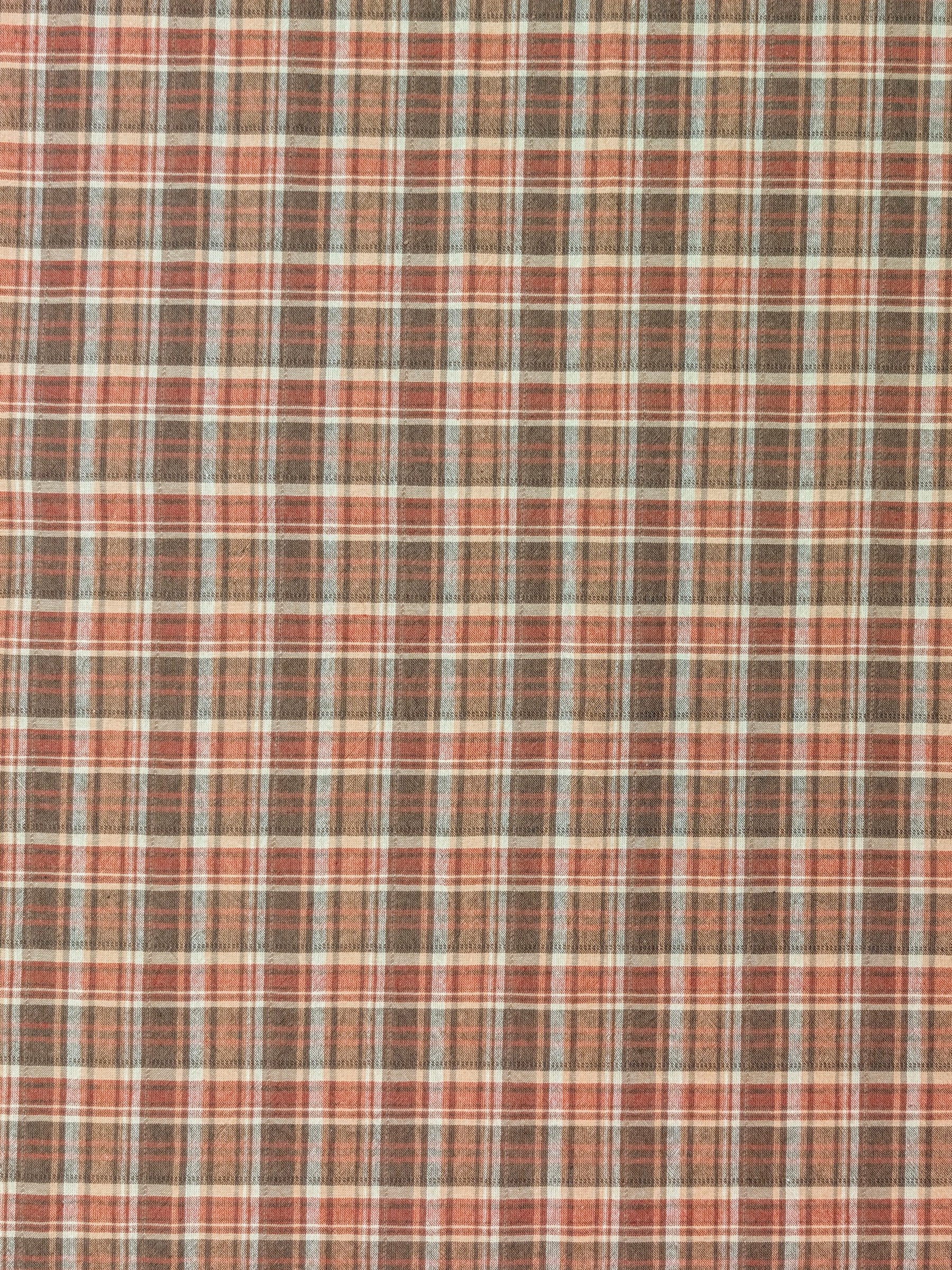 Textile Pantry - Madras Plaid Yarn Dyed Cotton Fabric - Brown & Red