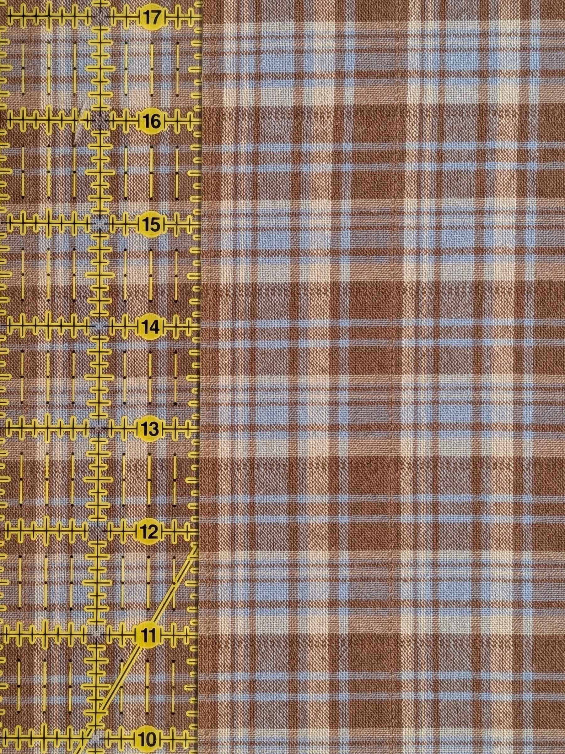 Textile Pantry - Madras Plaid Yarn Dyed Cotton Fabric - Brown & Blue