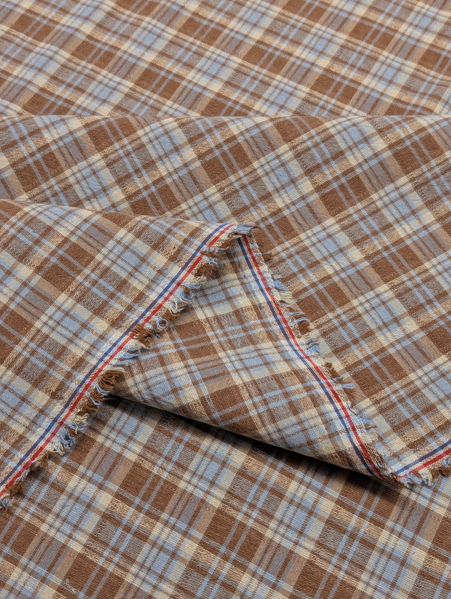 Textile Pantry - Madras Plaid Yarn Dyed Cotton Fabric - Brown & Blue