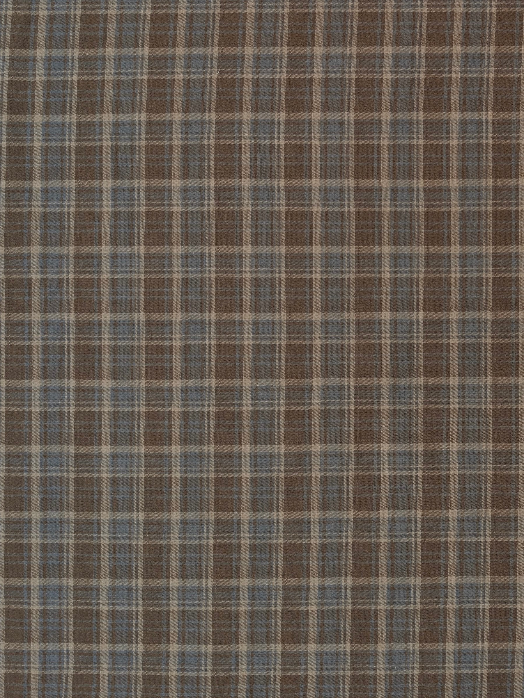 Textile Pantry - Madras Plaid Yarn Dyed Cotton Fabric - Dark Brown & Blue