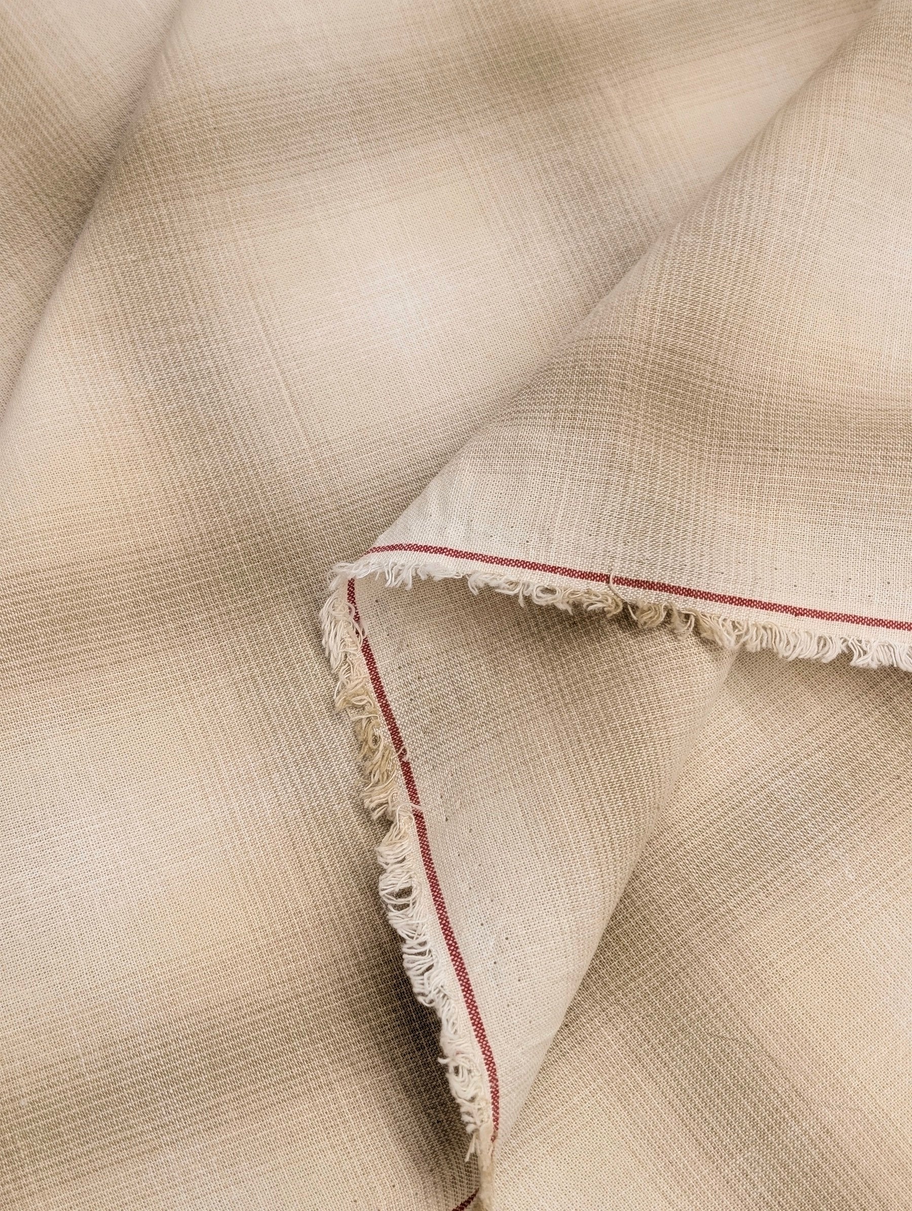 Handworks - Giant Windowpane Plaid Yarn Dyed Cotton Fabric - Beige