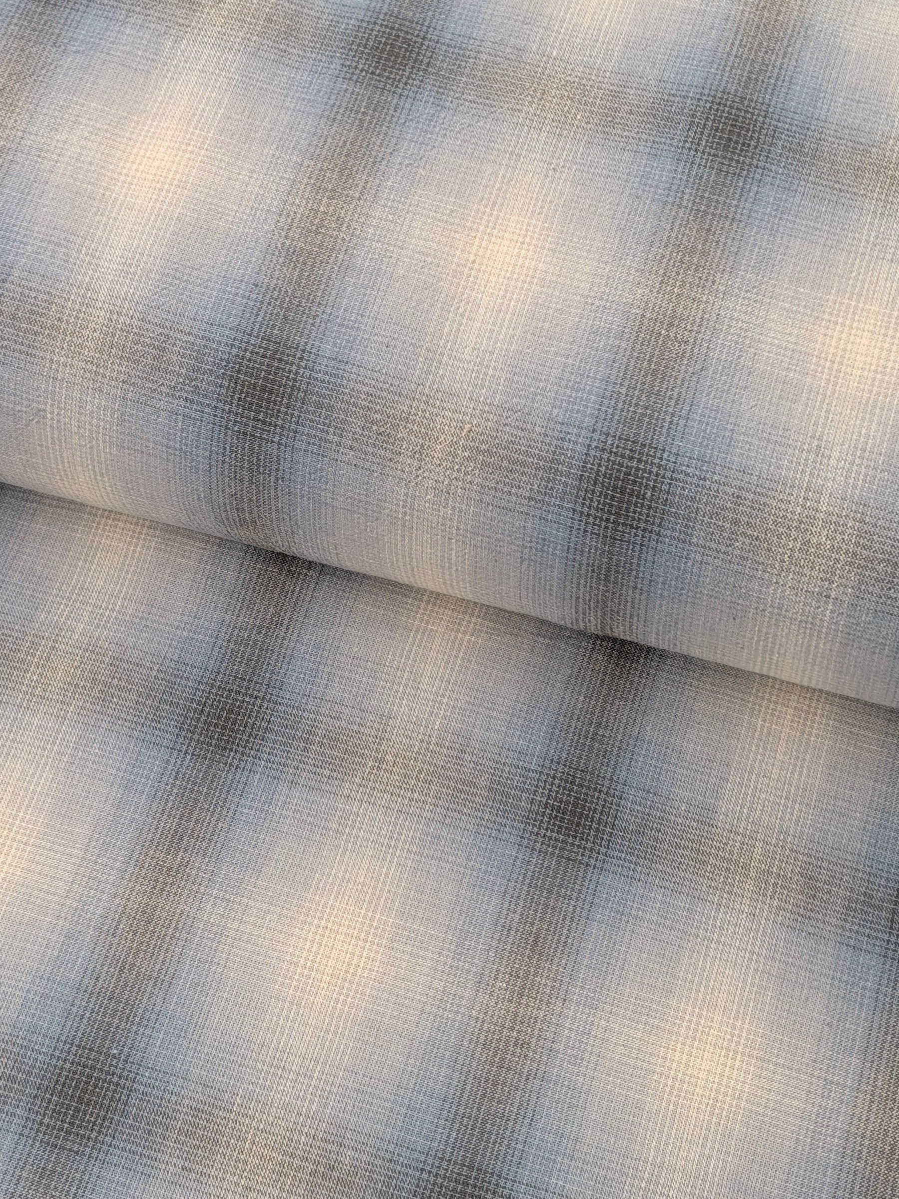 Handworks - Giant Windowpane Plaid Yarn Dyed Cotton Fabric - Blue