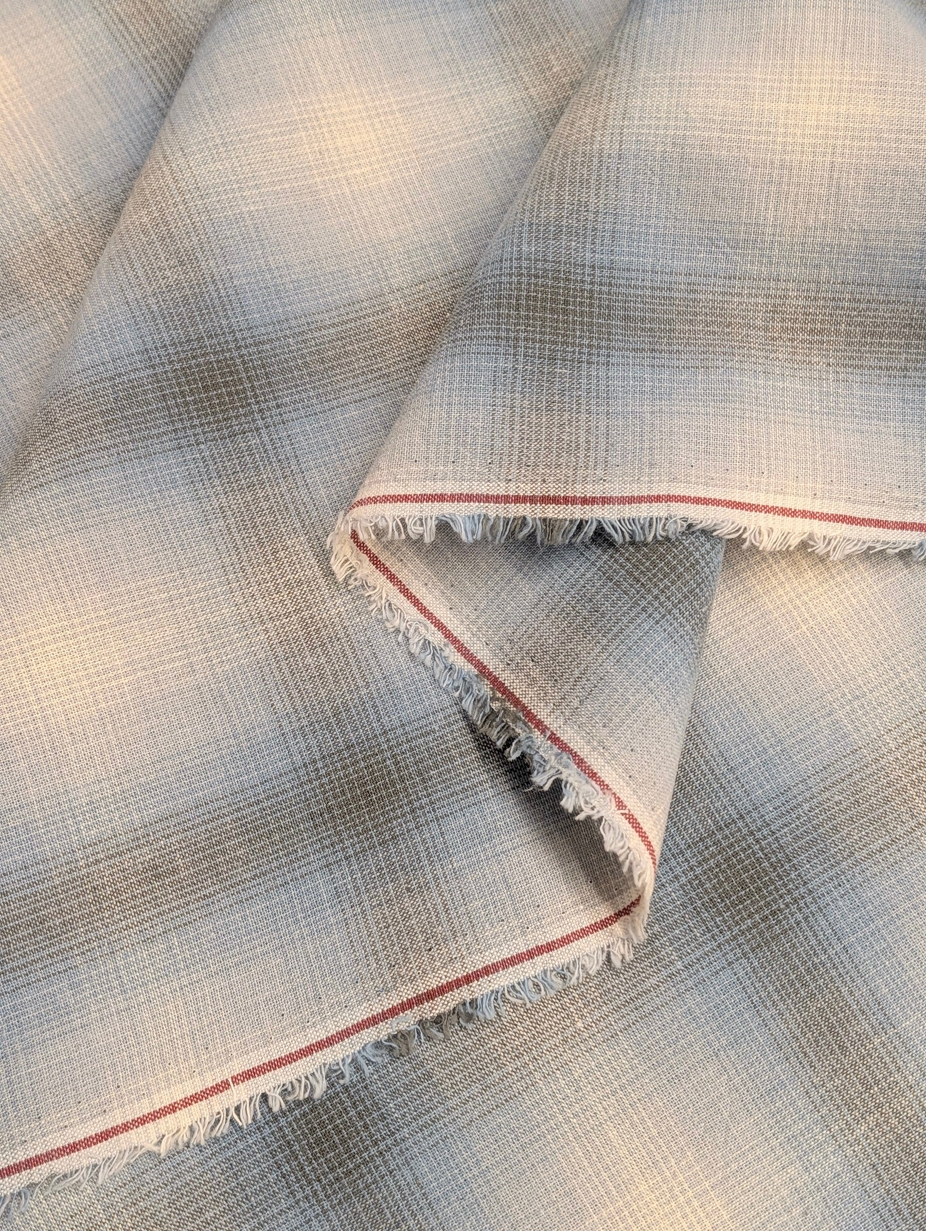 Handworks - Giant Windowpane Plaid Yarn Dyed Cotton Fabric - Blue
