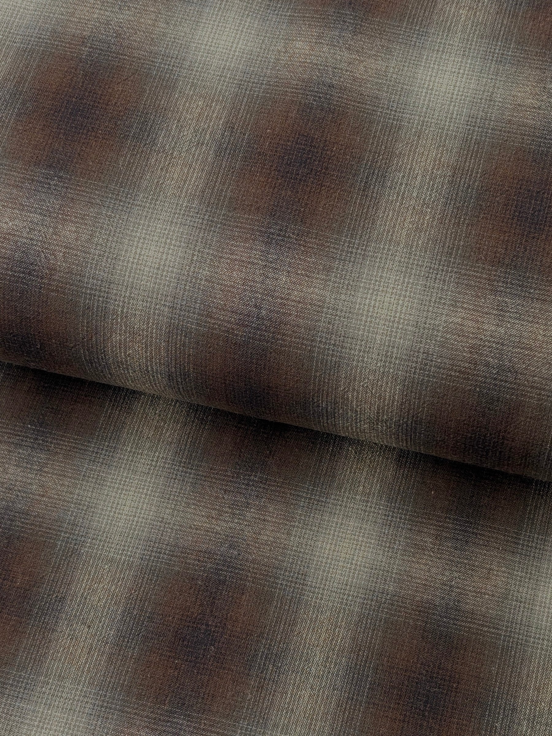 Handworks - Giant Windowpane Plaid Yarn Dyed Cotton Fabric - Brown & Black