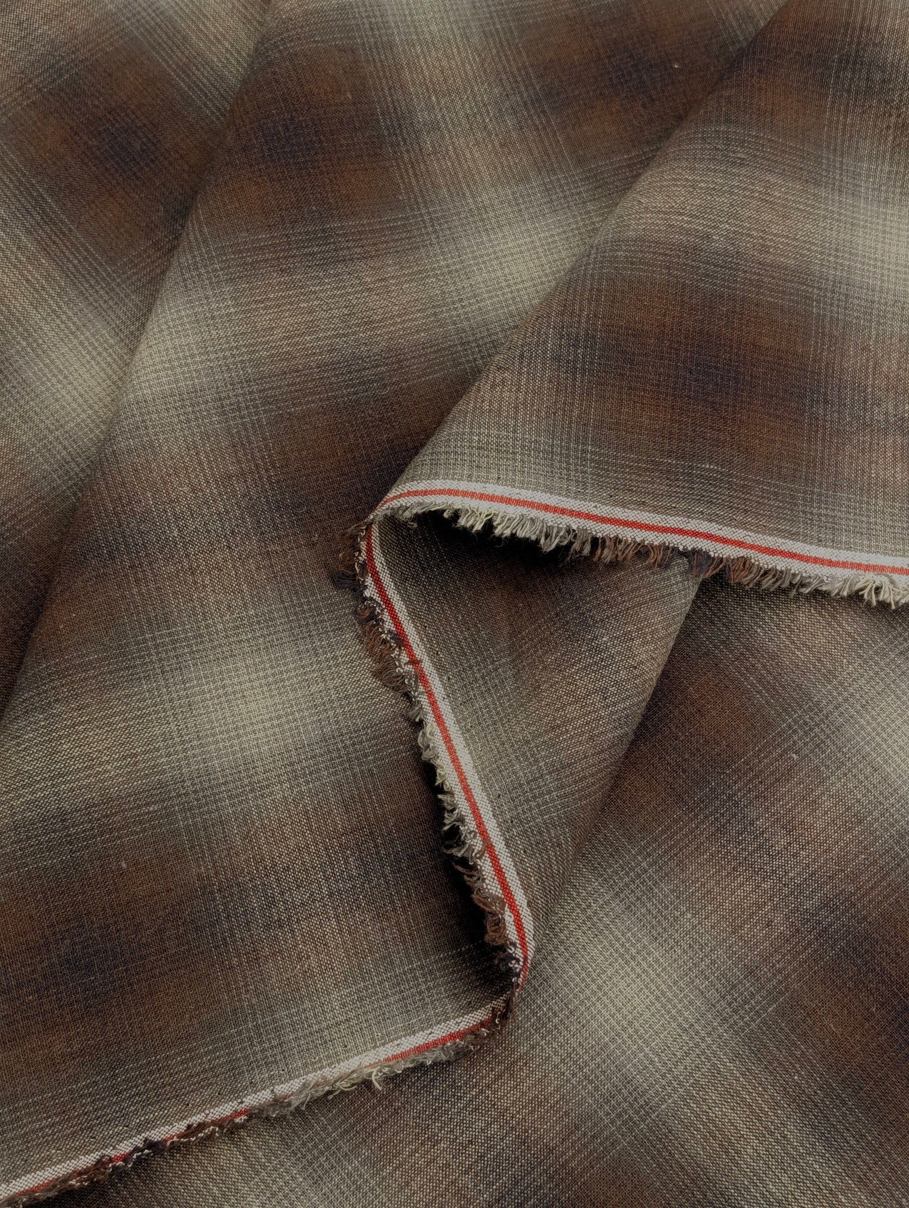 Handworks - Giant Windowpane Plaid Yarn Dyed Cotton Fabric - Brown & Black