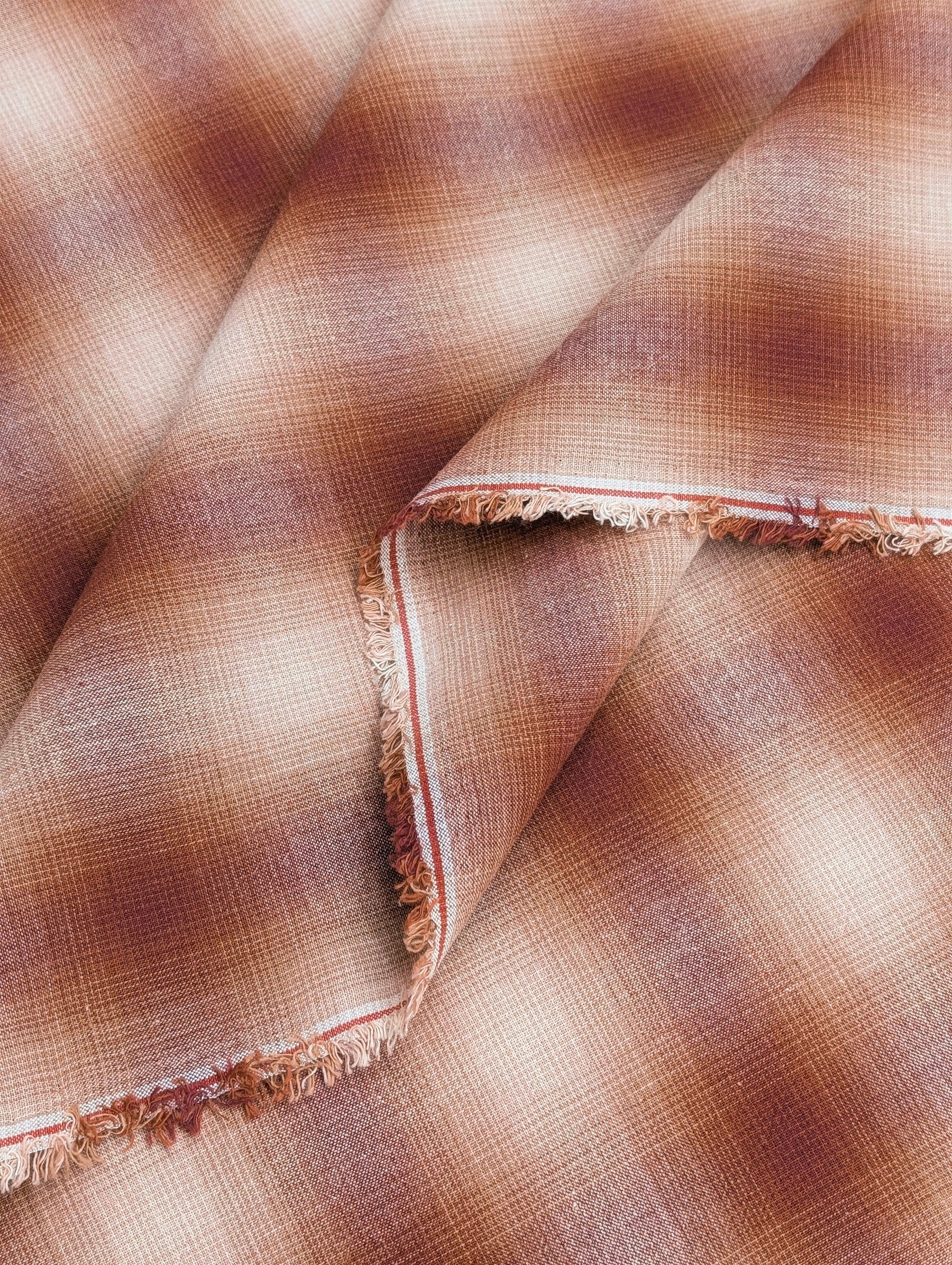 Handworks - Giant Windowpane Plaid Yarn Dyed Cotton Fabric - Dark Brown & Gray