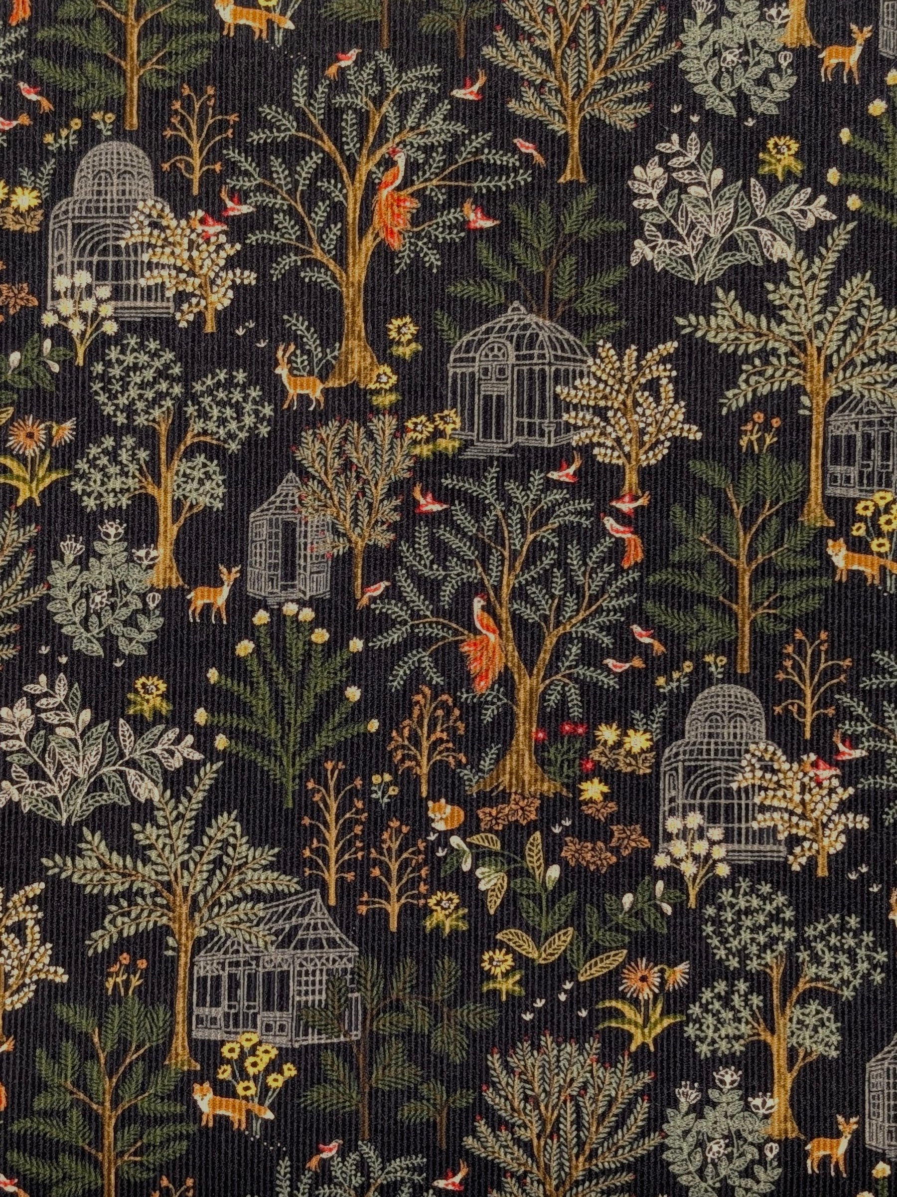 Hokkoh - Botanical Garden Cotton Needlecord Corduroy Fabric - Black